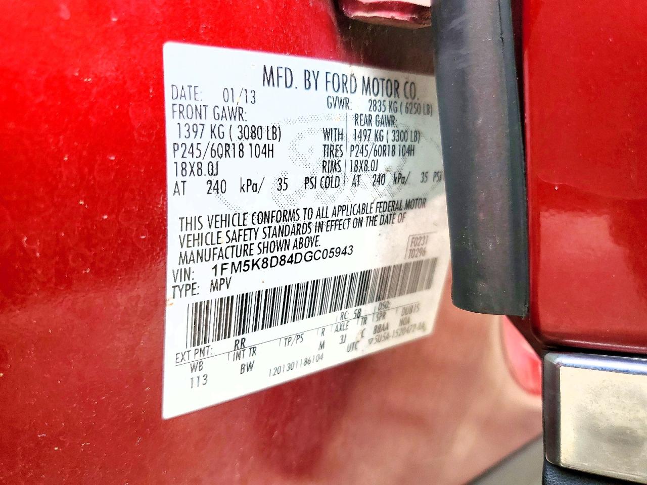 2013 Ford Explorer Xlt Red vin: 1FM5K8D84DGC05943