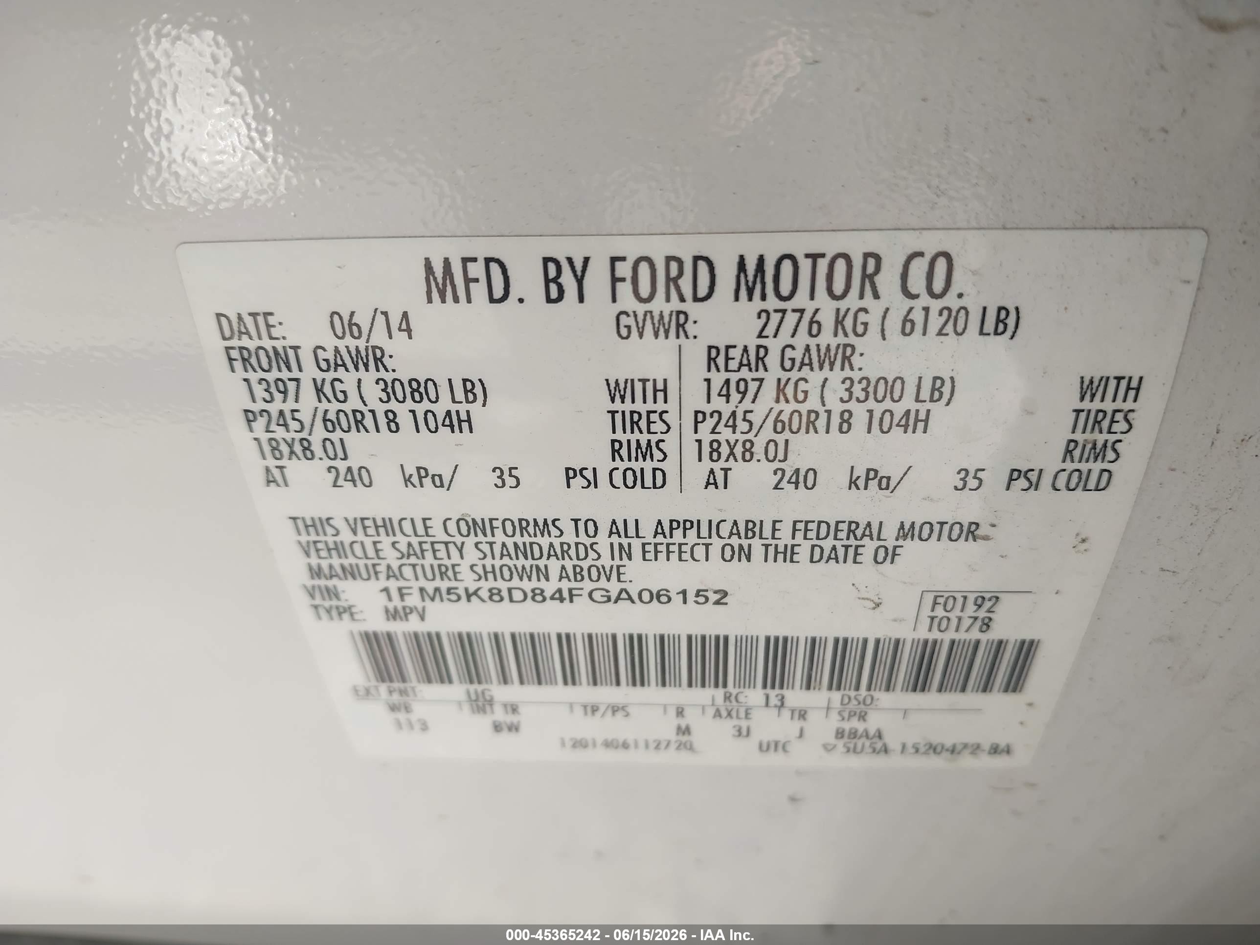 2015 Ford Explorer Xlt White vin: 1FM5K8D84FGA06152