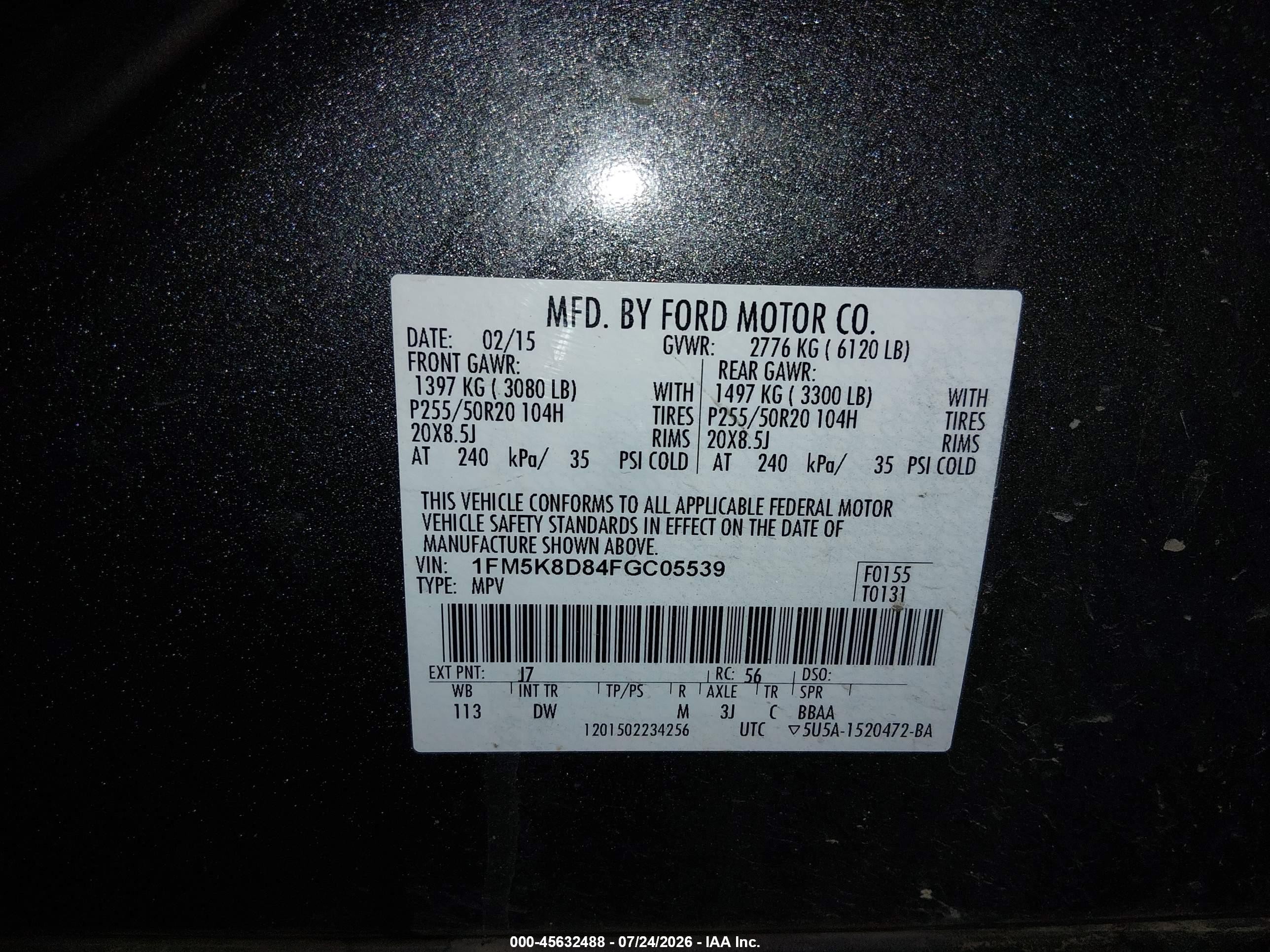 2015 Ford Explorer Xlt Серый vin: 1FM5K8D84FGC05539