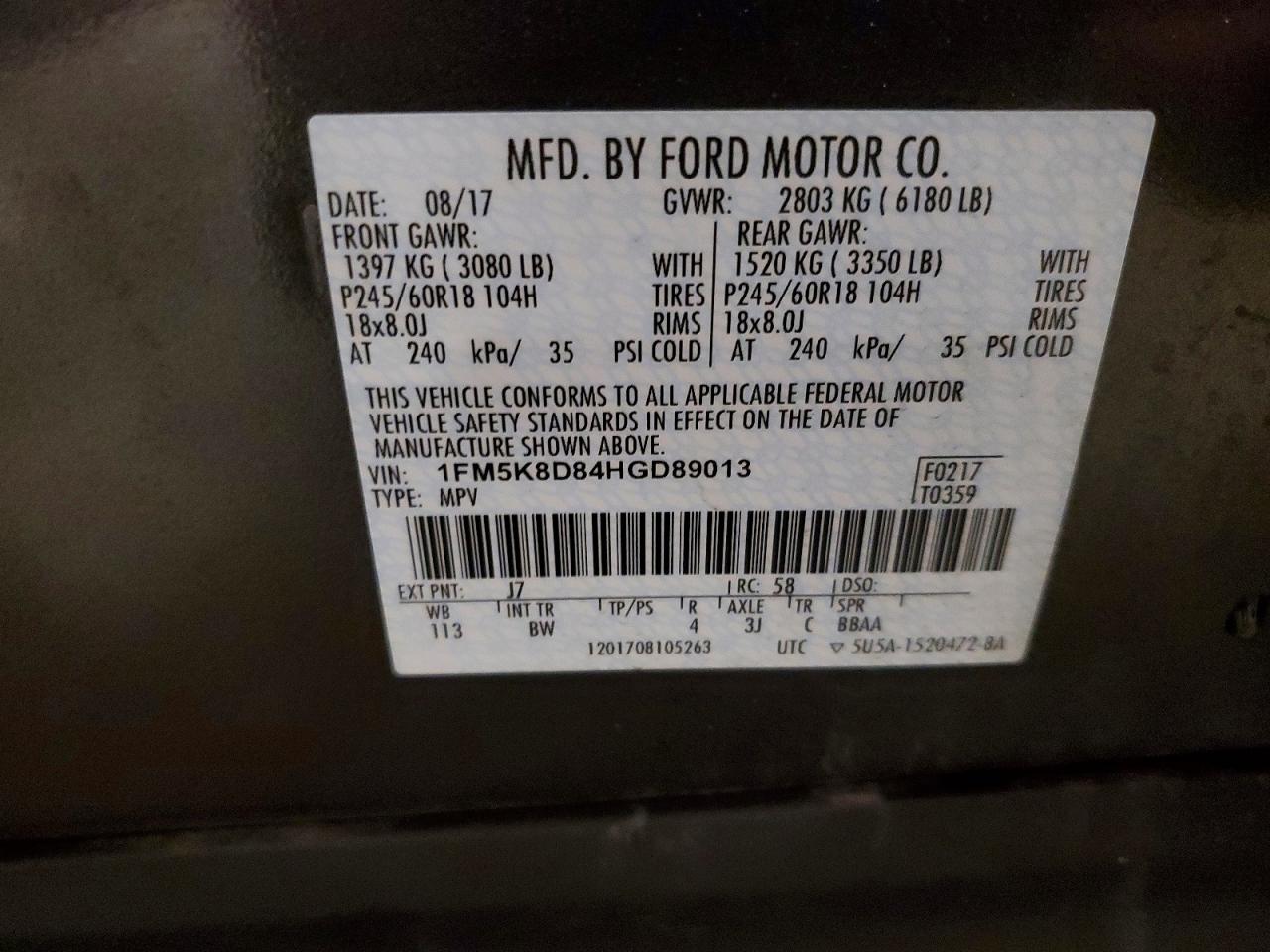 2017 Ford Explorer Xlt Gray vin: 1FM5K8D84HGD89013