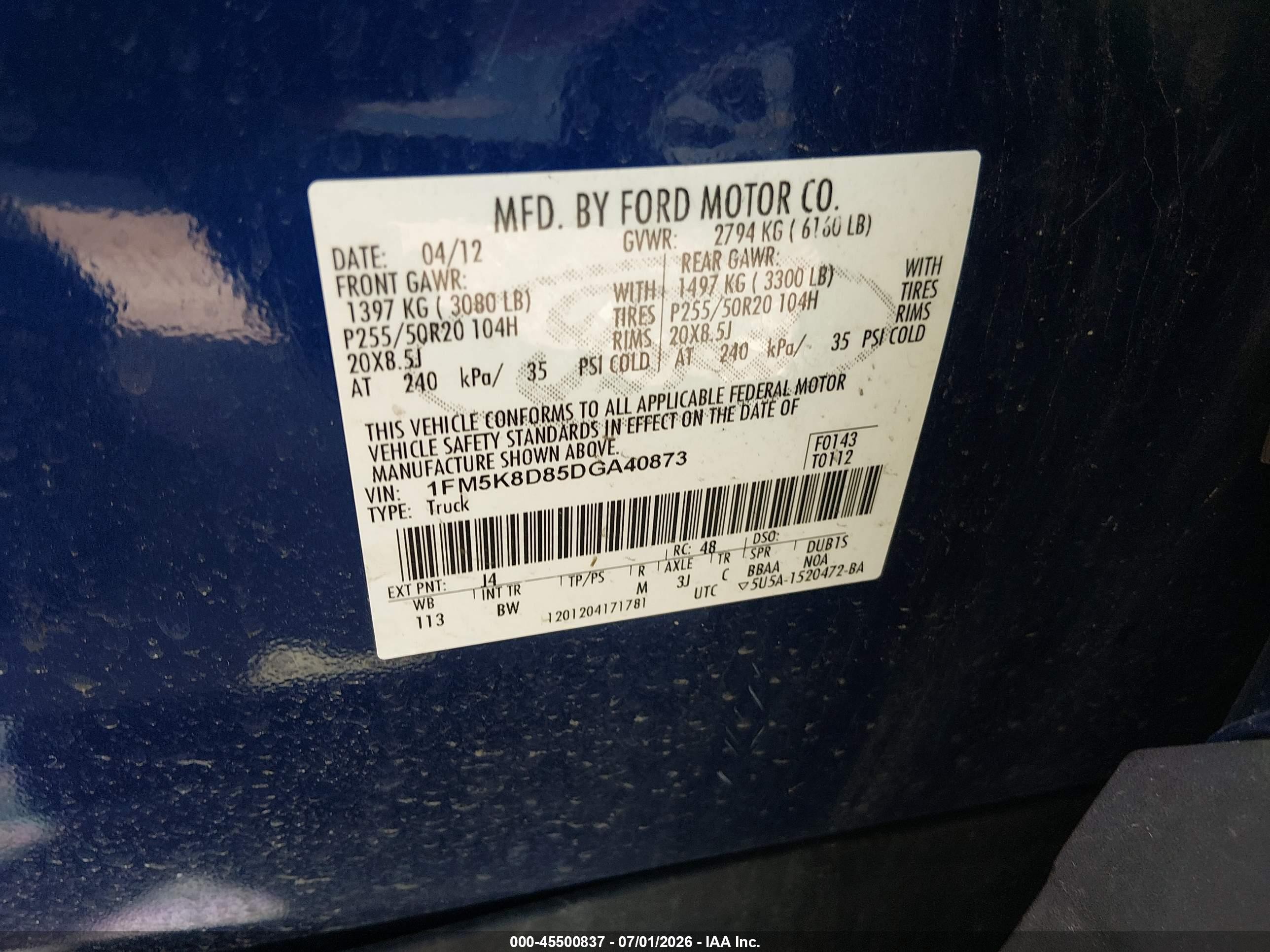 2013 Ford Explorer Xlt Blue vin: 1FM5K8D85DGA40873