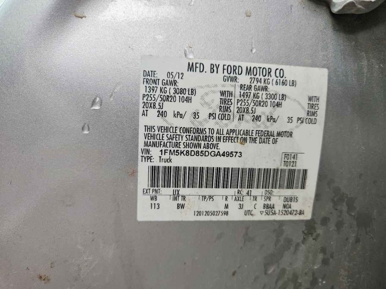 2013 Ford Explorer Xlt Silver vin: 1FM5K8D85DGA49573