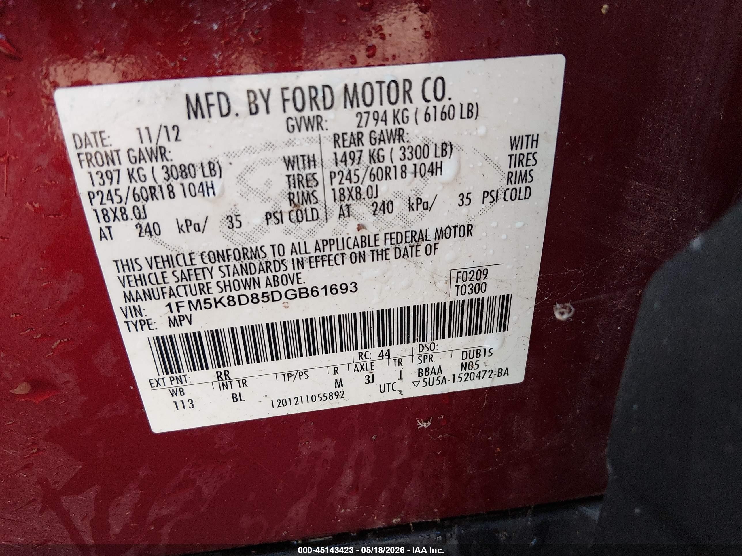 2013 Ford Explorer Xlt Maroon vin: 1FM5K8D85DGB61693