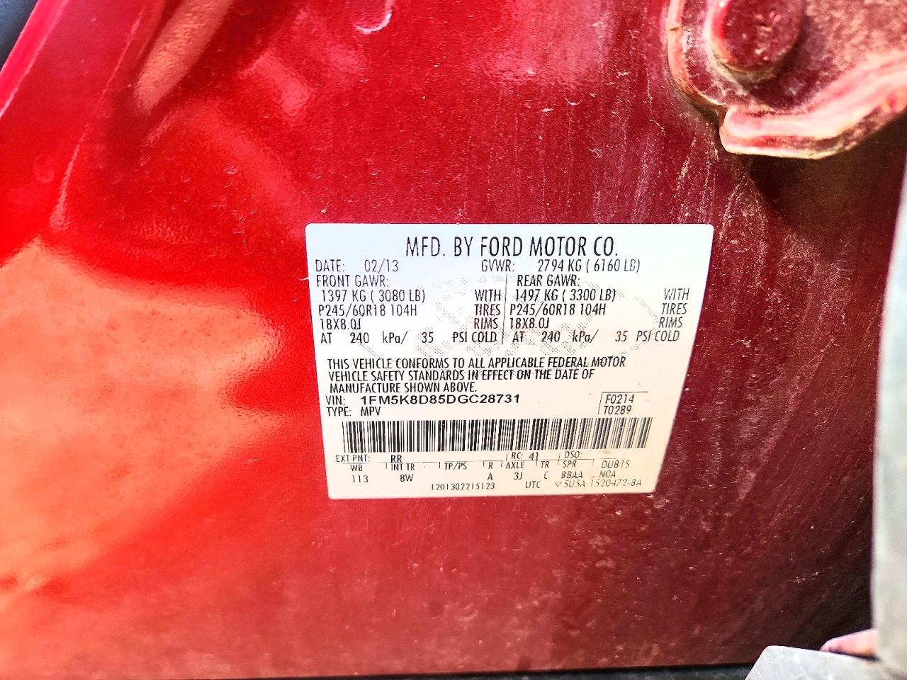2013 Ford Explorer Xlt Burgundy vin: 1FM5K8D85DGC28731
