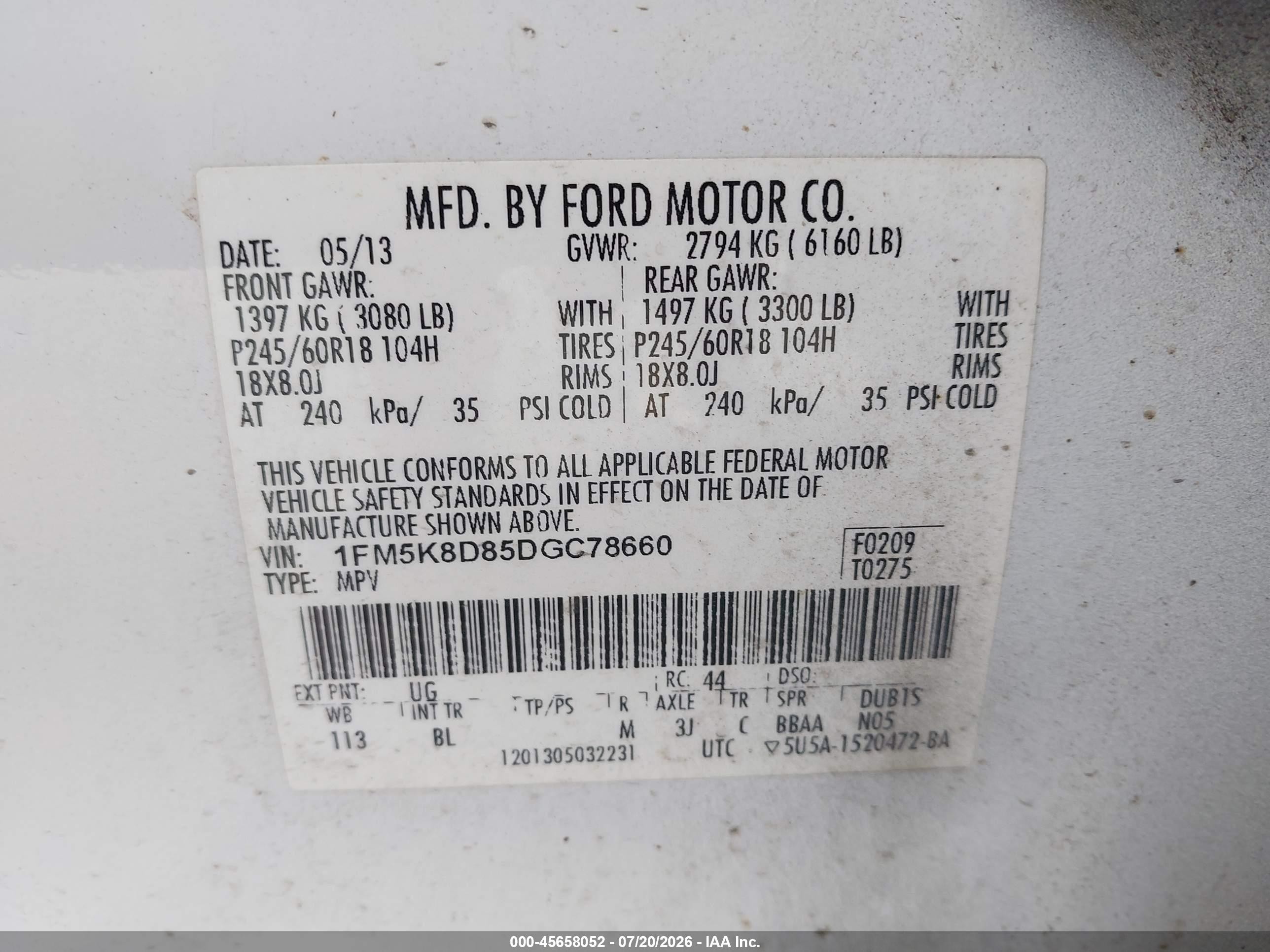 2013 Ford Explorer Xlt White vin: 1FM5K8D85DGC78660