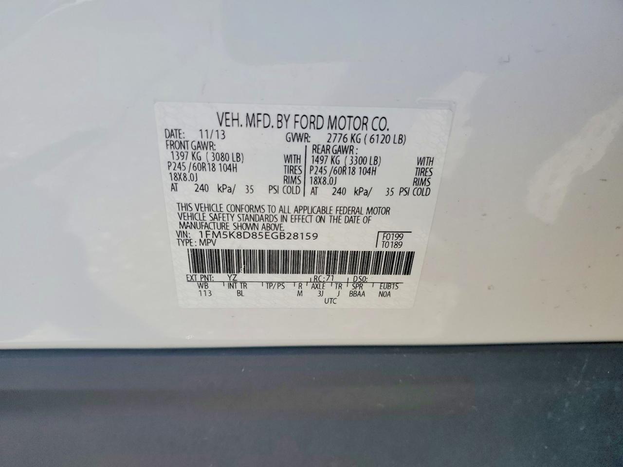 2014 Ford Explorer Xlt White vin: 1FM5K8D85EGB28159