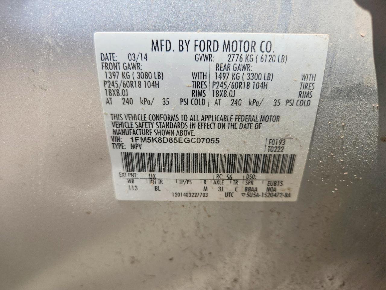 2014 Ford Explorer Xlt Silver vin: 1FM5K8D85EGC07055