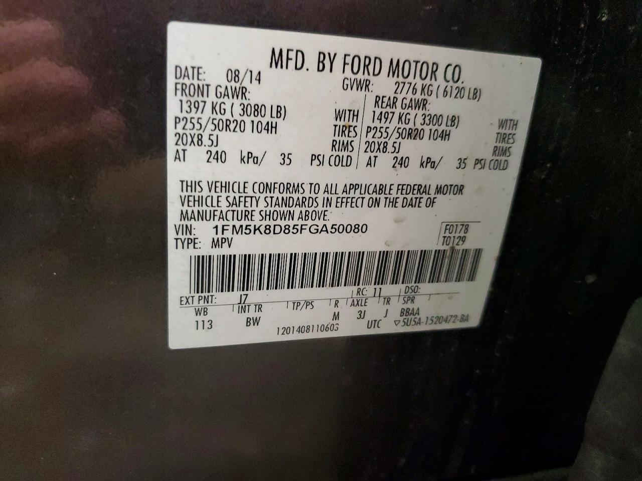 2015 Ford Explorer Xlt Gray vin: 1FM5K8D85FGA50080