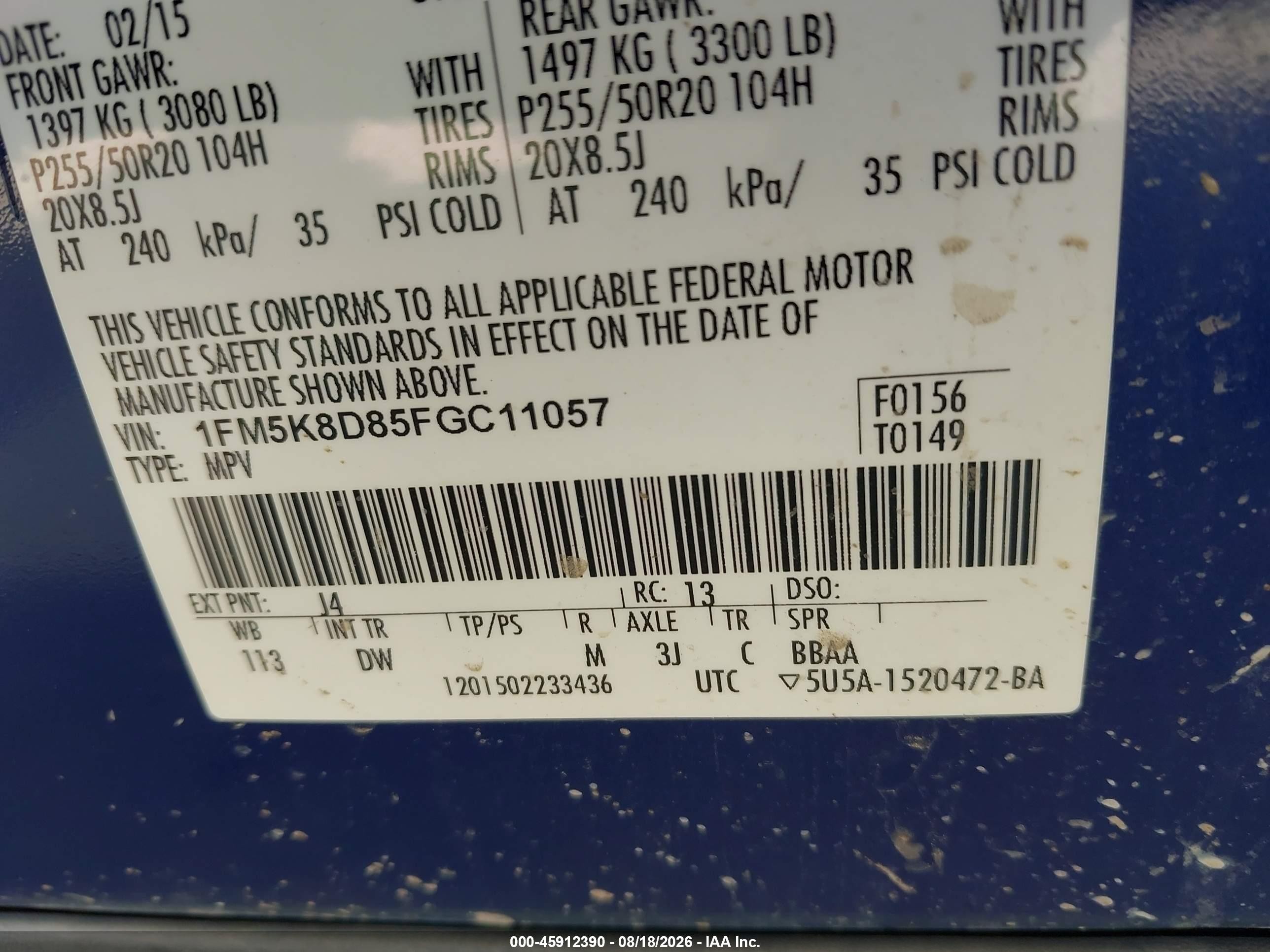 2015 Ford Explorer Xlt Серый vin: 1FM5K8D85FGC11057