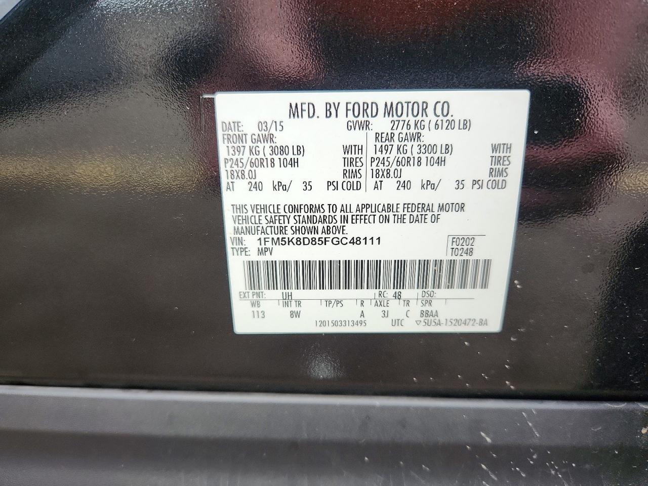2015 Ford Explorer Xlt Black vin: 1FM5K8D85FGC48111