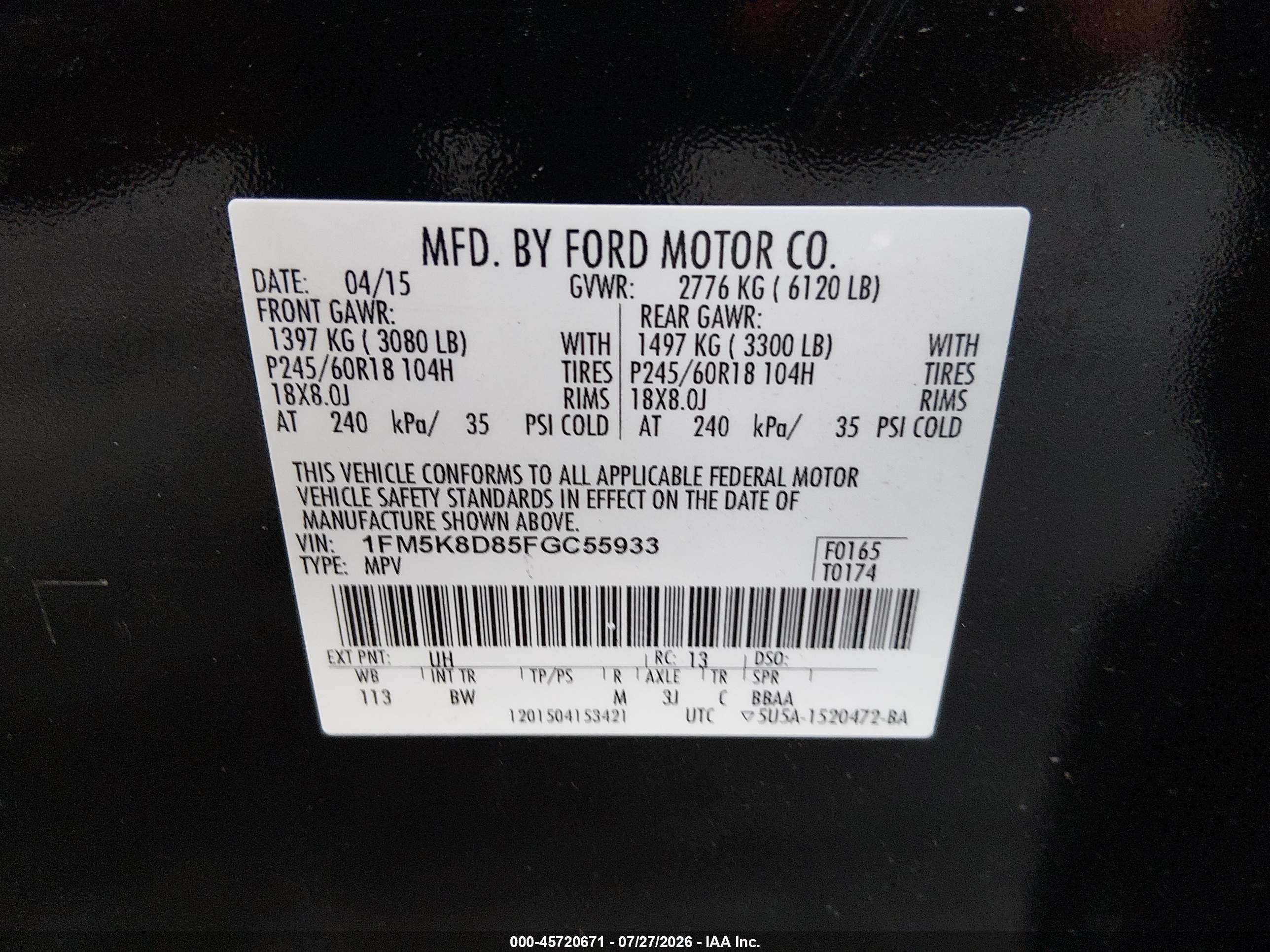 2015 Ford Explorer Xlt Black vin: 1FM5K8D85FGC55933