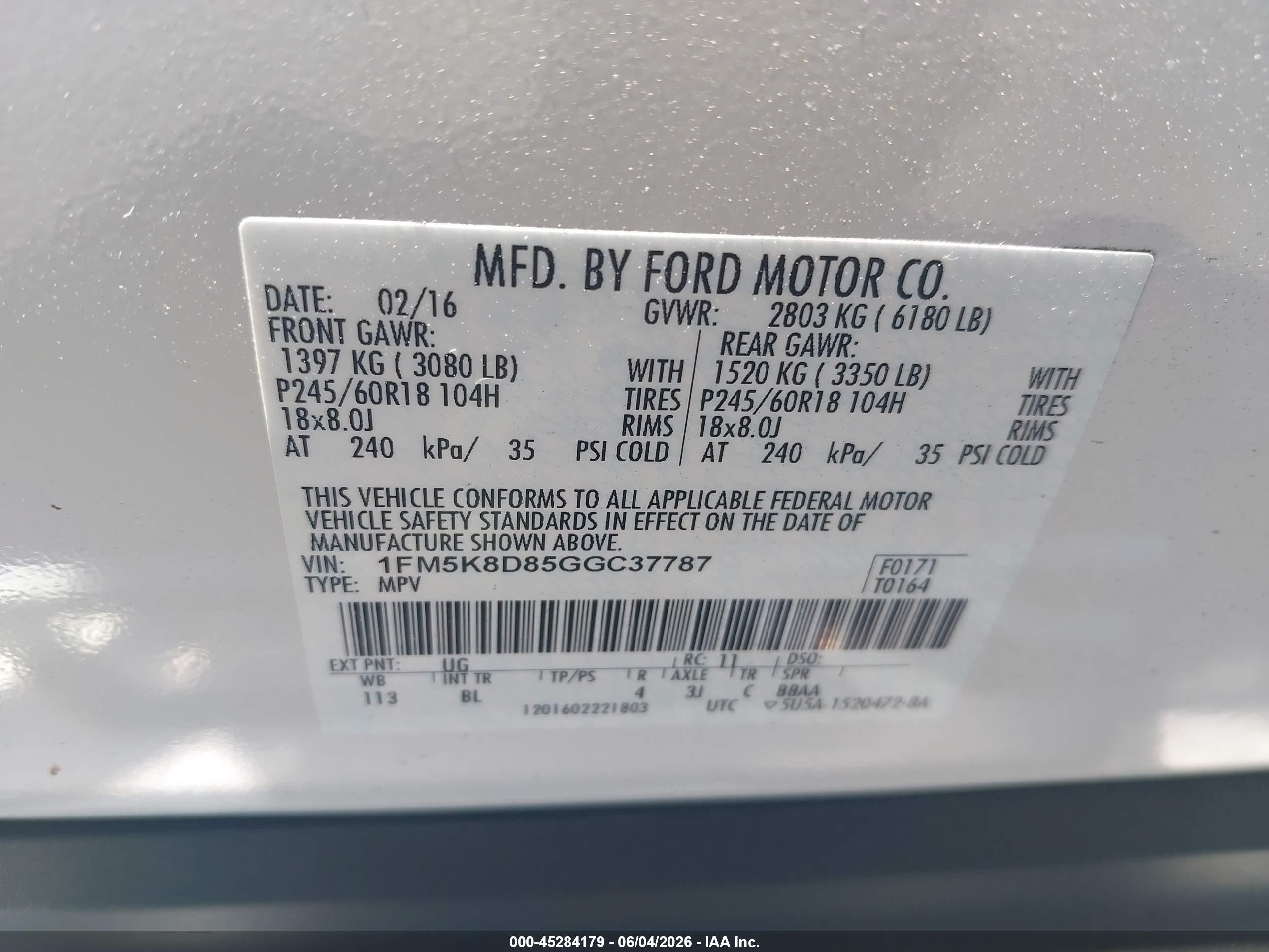 2016 Ford Explorer Xlt White vin: 1FM5K8D85GGC37787