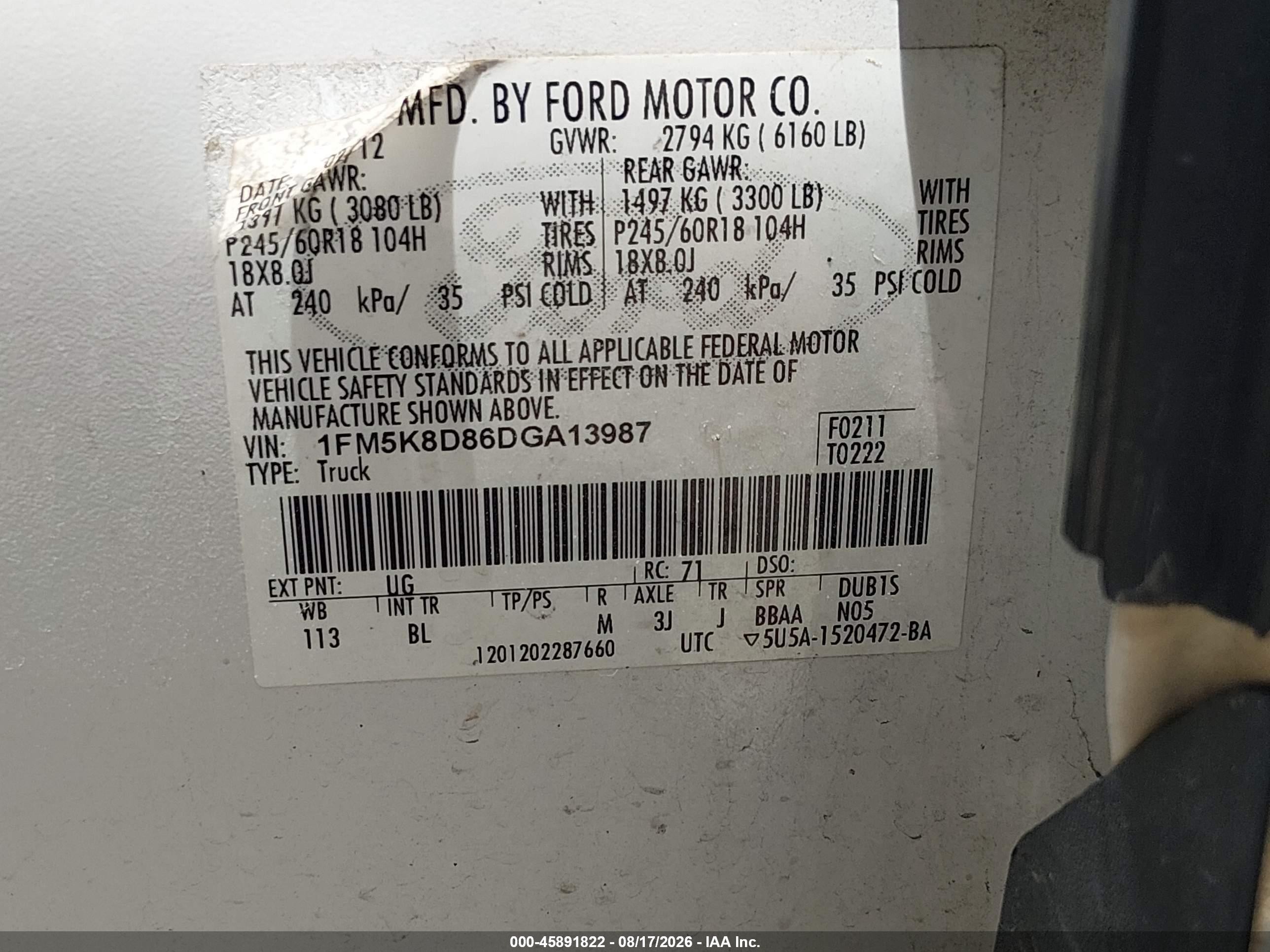 2013 Ford Explorer Xlt White vin: 1FM5K8D86DGA13987