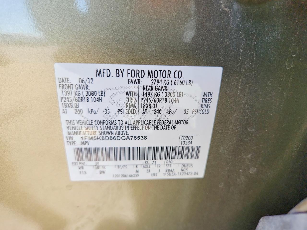 2013 Ford Explorer Xlt Green vin: 1FM5K8D86DGA76538