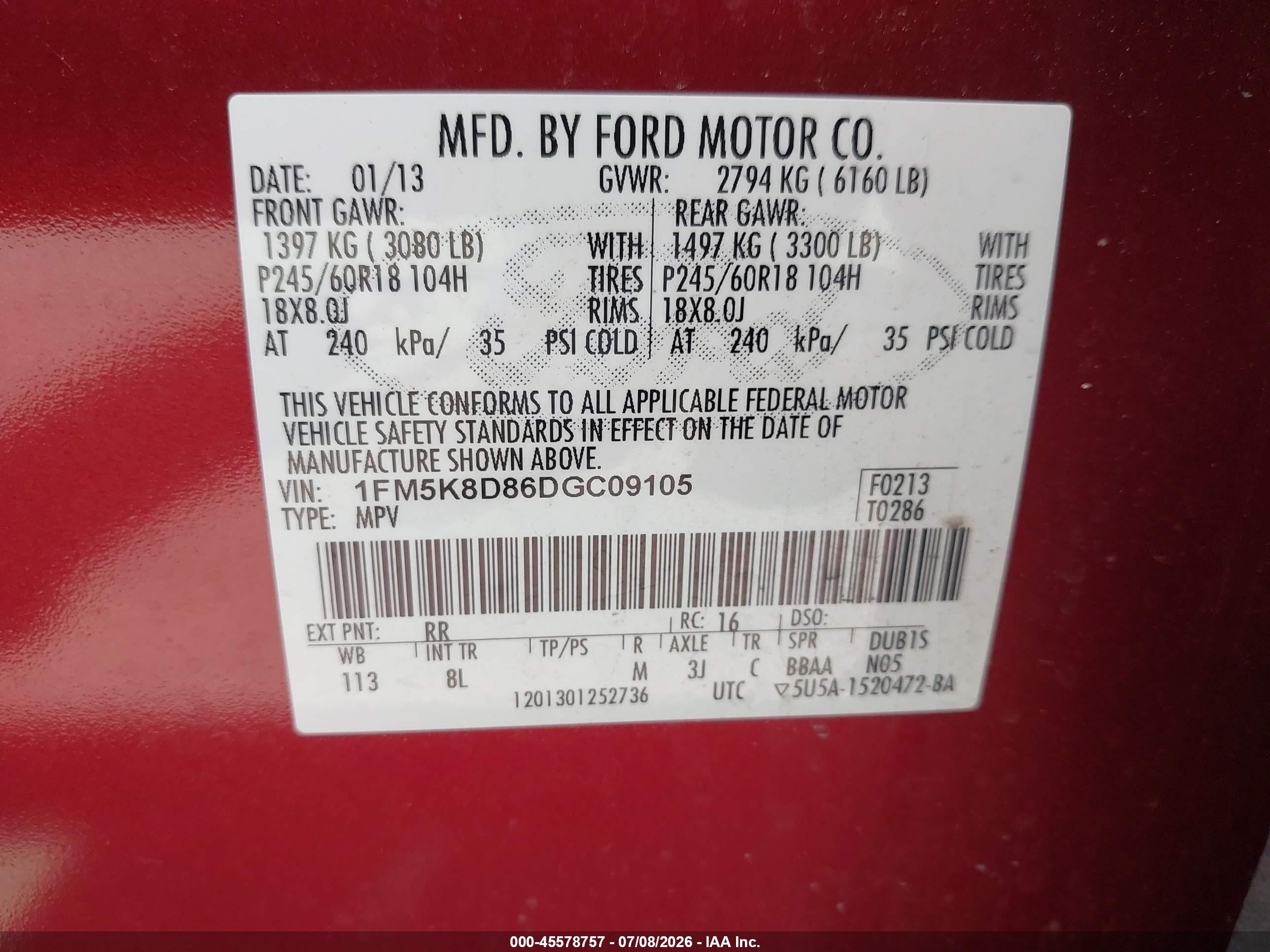 2013 Ford Explorer Xlt Красный vin: 1FM5K8D86DGC09105