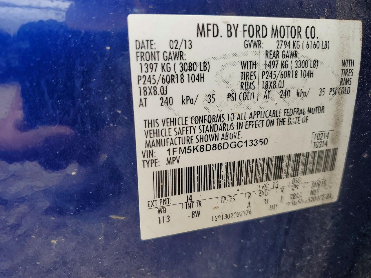 2013 Ford Explorer Xlt Blue vin: 1FM5K8D86DGC13350