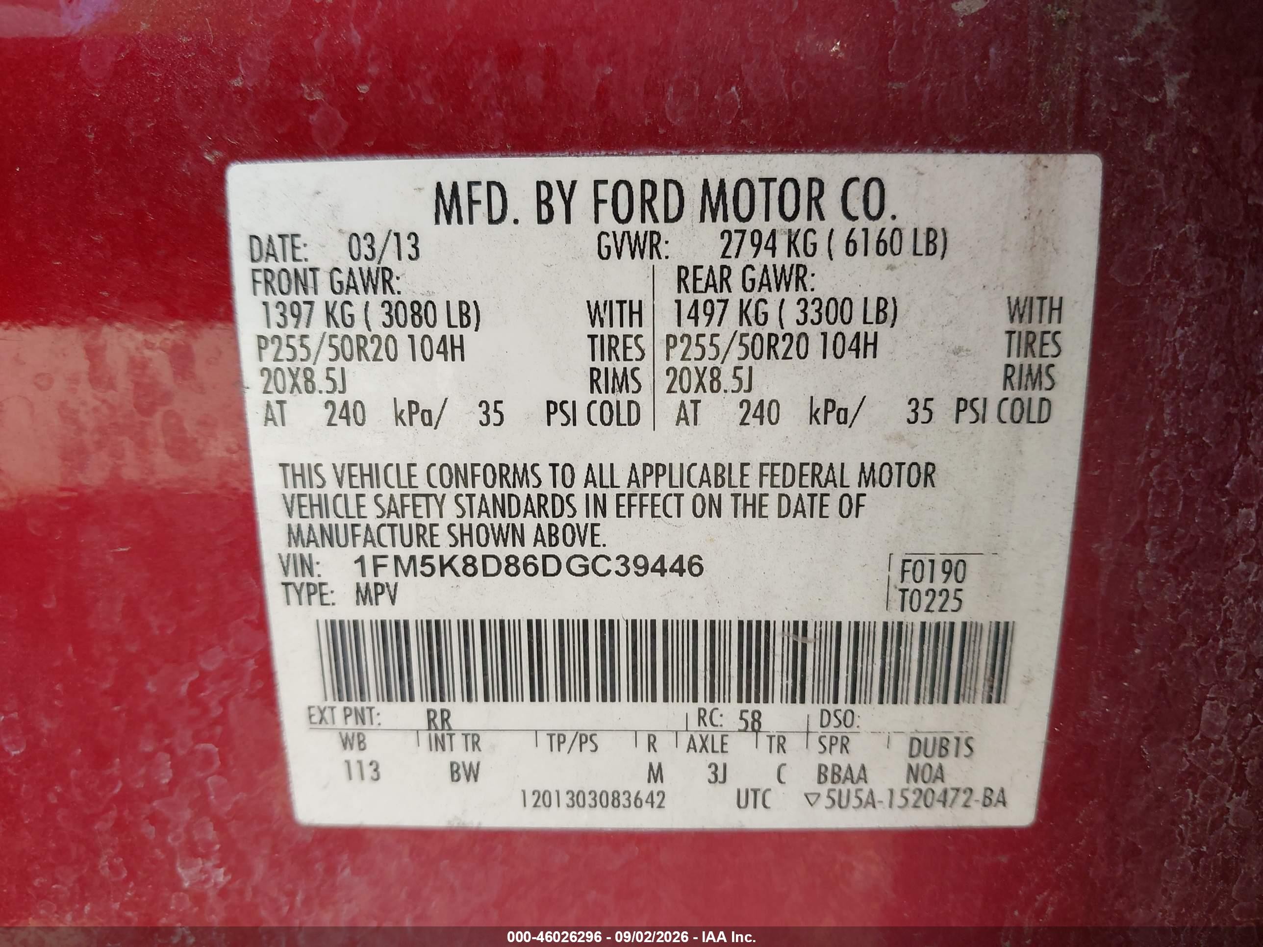 2013 Ford Explorer Xlt Burgundy vin: 1FM5K8D86DGC39446