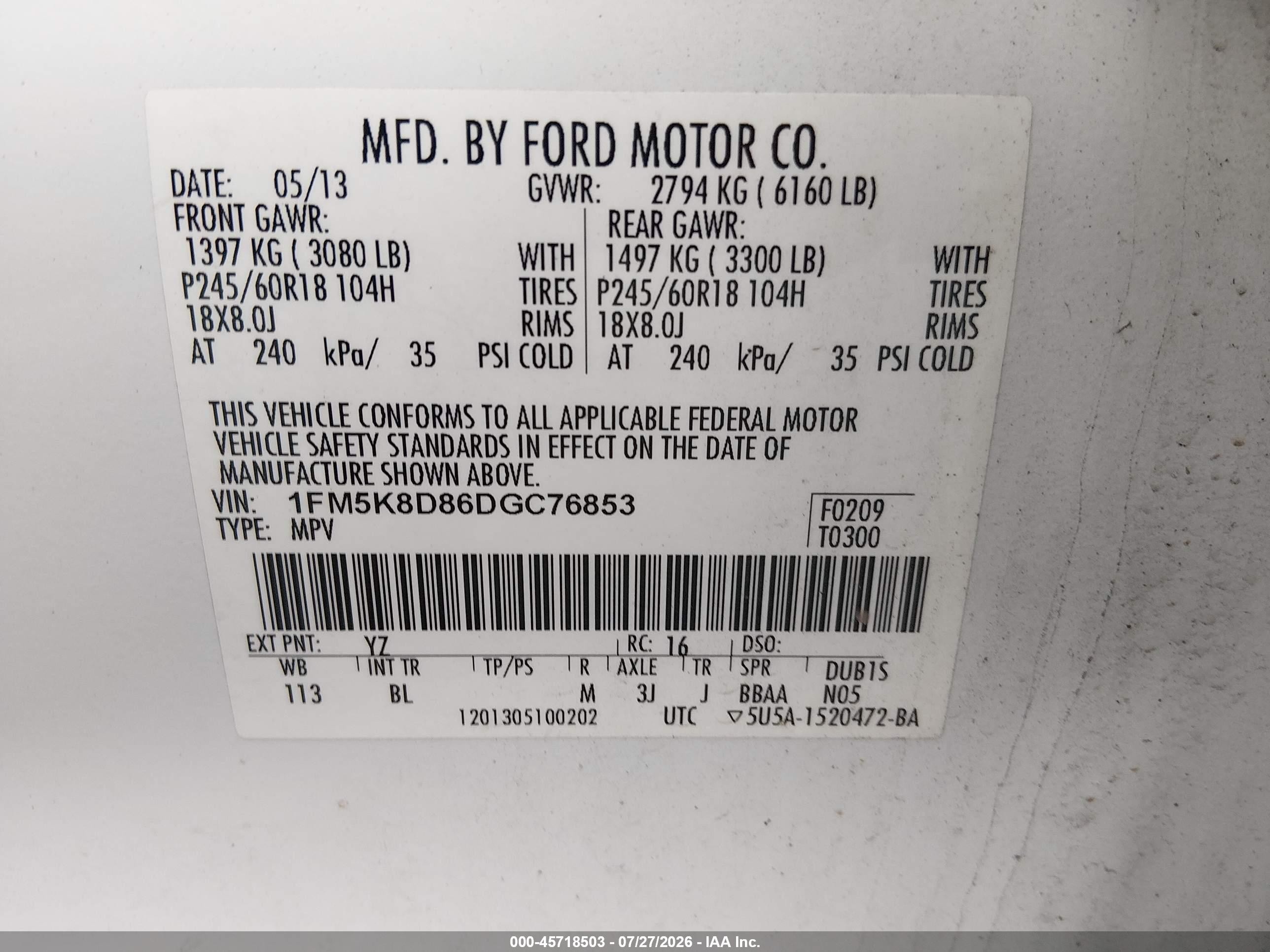 2013 Ford Explorer Xlt White vin: 1FM5K8D86DGC76853