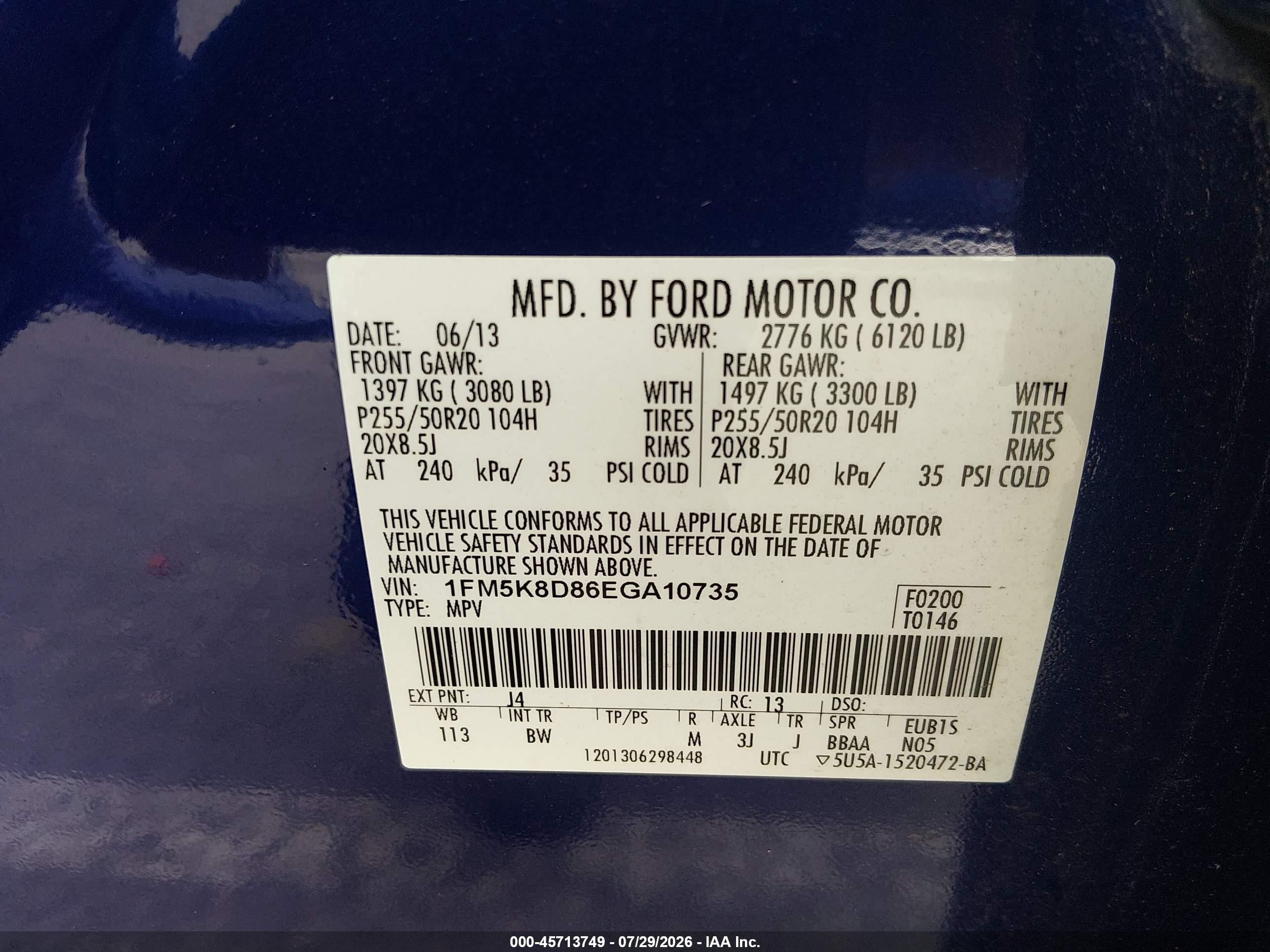 2014 Ford Explorer Xlt Blue vin: 1FM5K8D86EGA10735