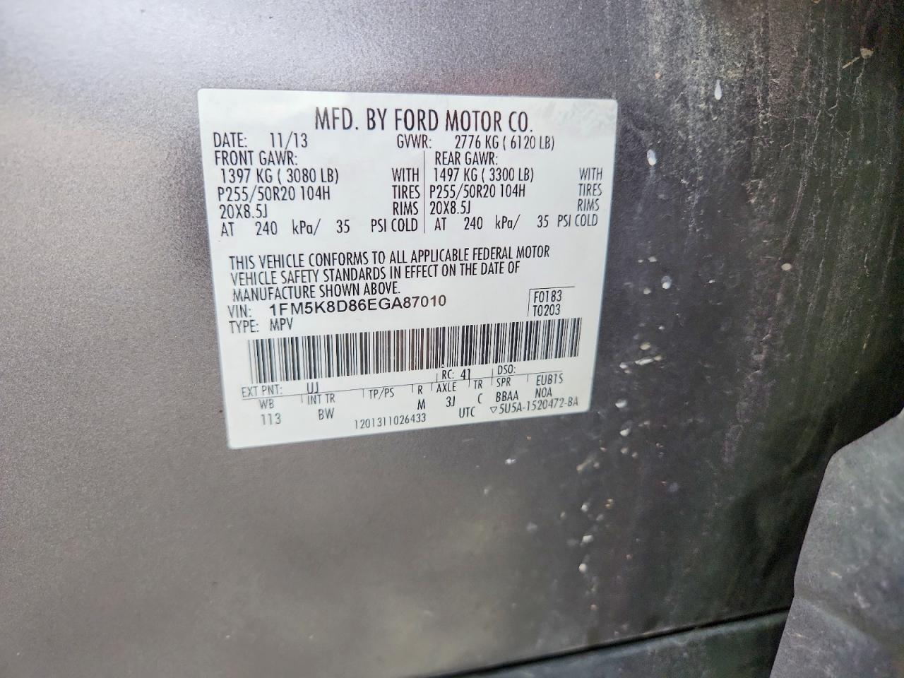 2014 Ford Explorer Xlt Gray vin: 1FM5K8D86EGA87010