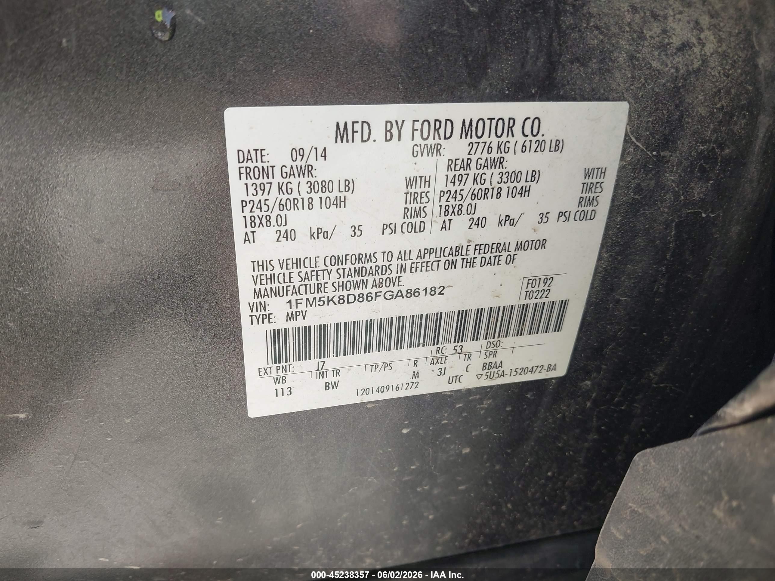 2015 Ford Explorer Xlt Gray vin: 1FM5K8D86FGA86182