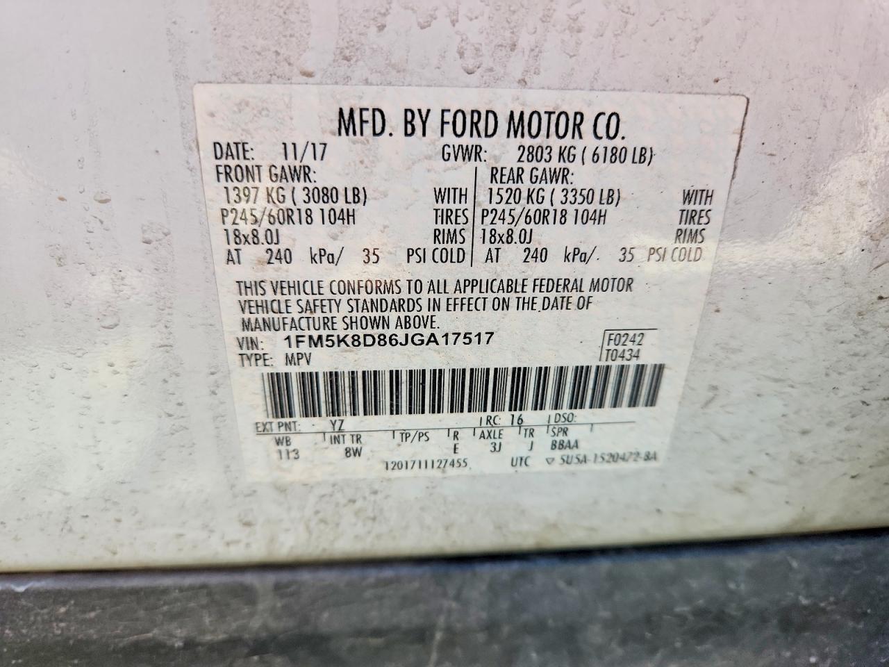 2018 Ford Explorer Xlt White vin: 1FM5K8D86JGA17517