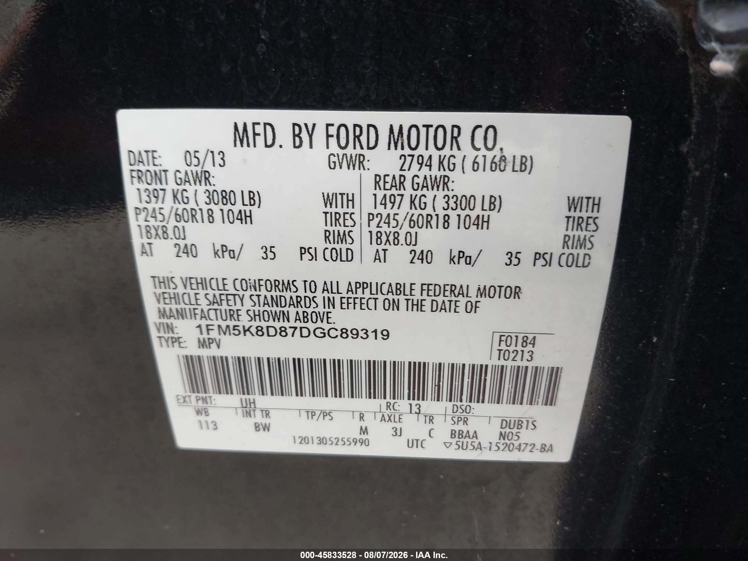 2013 Ford Explorer Xlt Black vin: 1FM5K8D87DGC89319