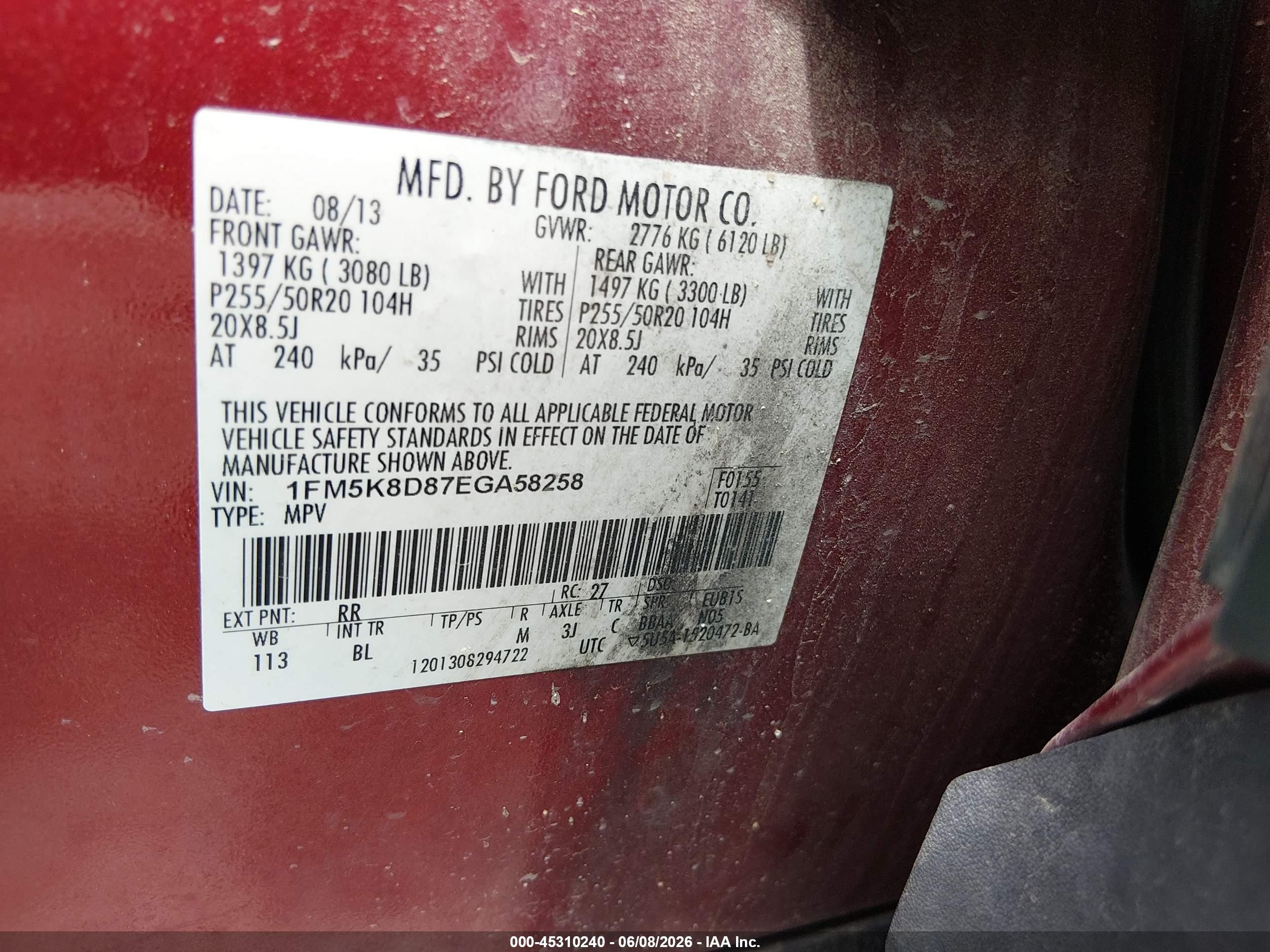 2014 Ford Explorer Xlt Maroon vin: 1FM5K8D87EGA58258
