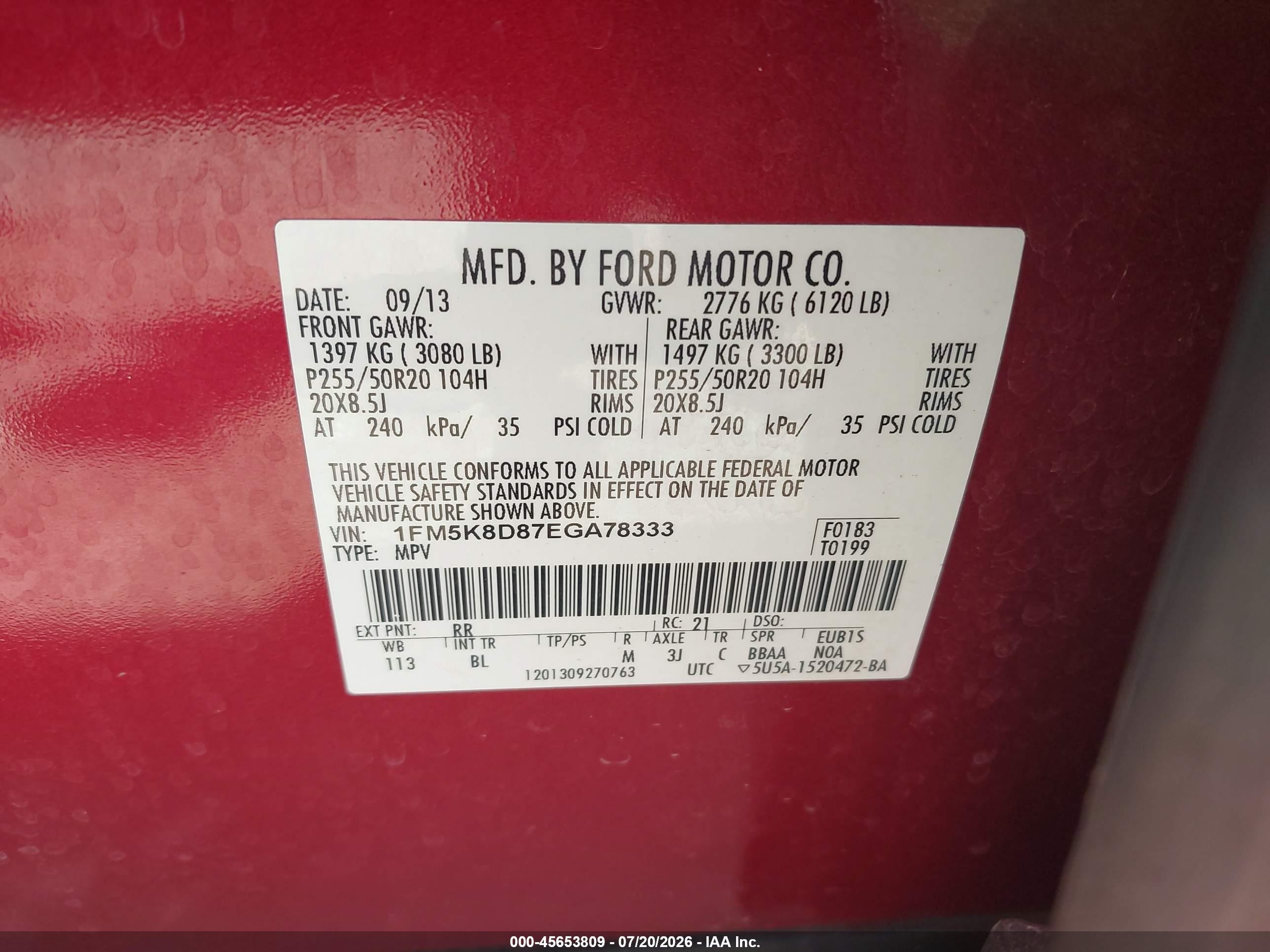 2014 Ford Explorer Xlt Red vin: 1FM5K8D87EGA78333