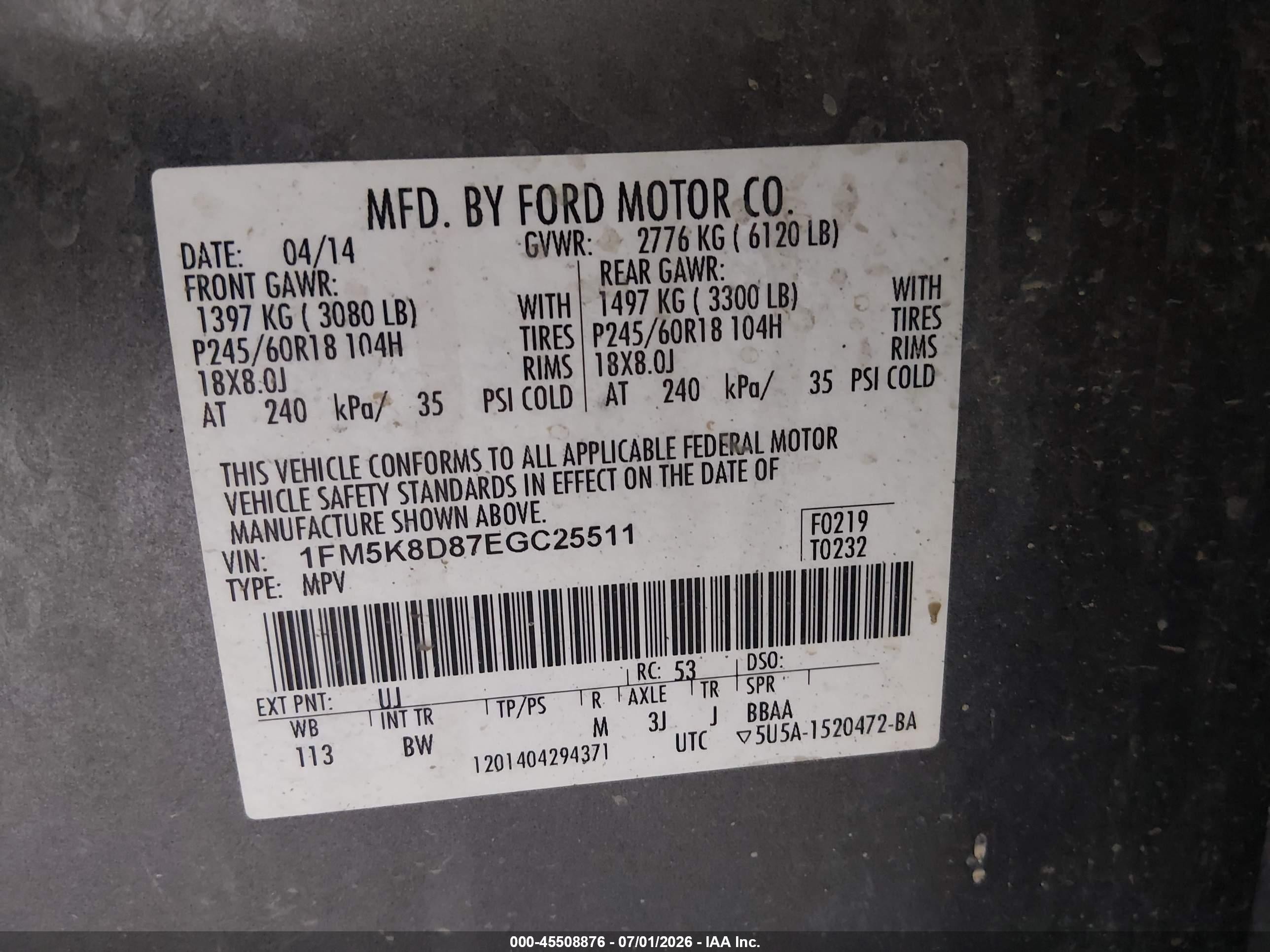 2014 Ford Explorer Xlt Gray vin: 1FM5K8D87EGC25511