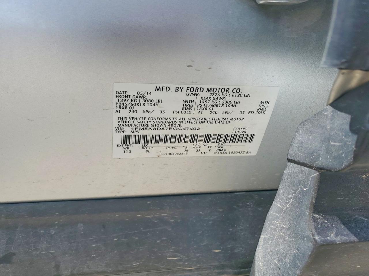 2014 Ford Explorer Xlt Silver vin: 1FM5K8D87EGC47492