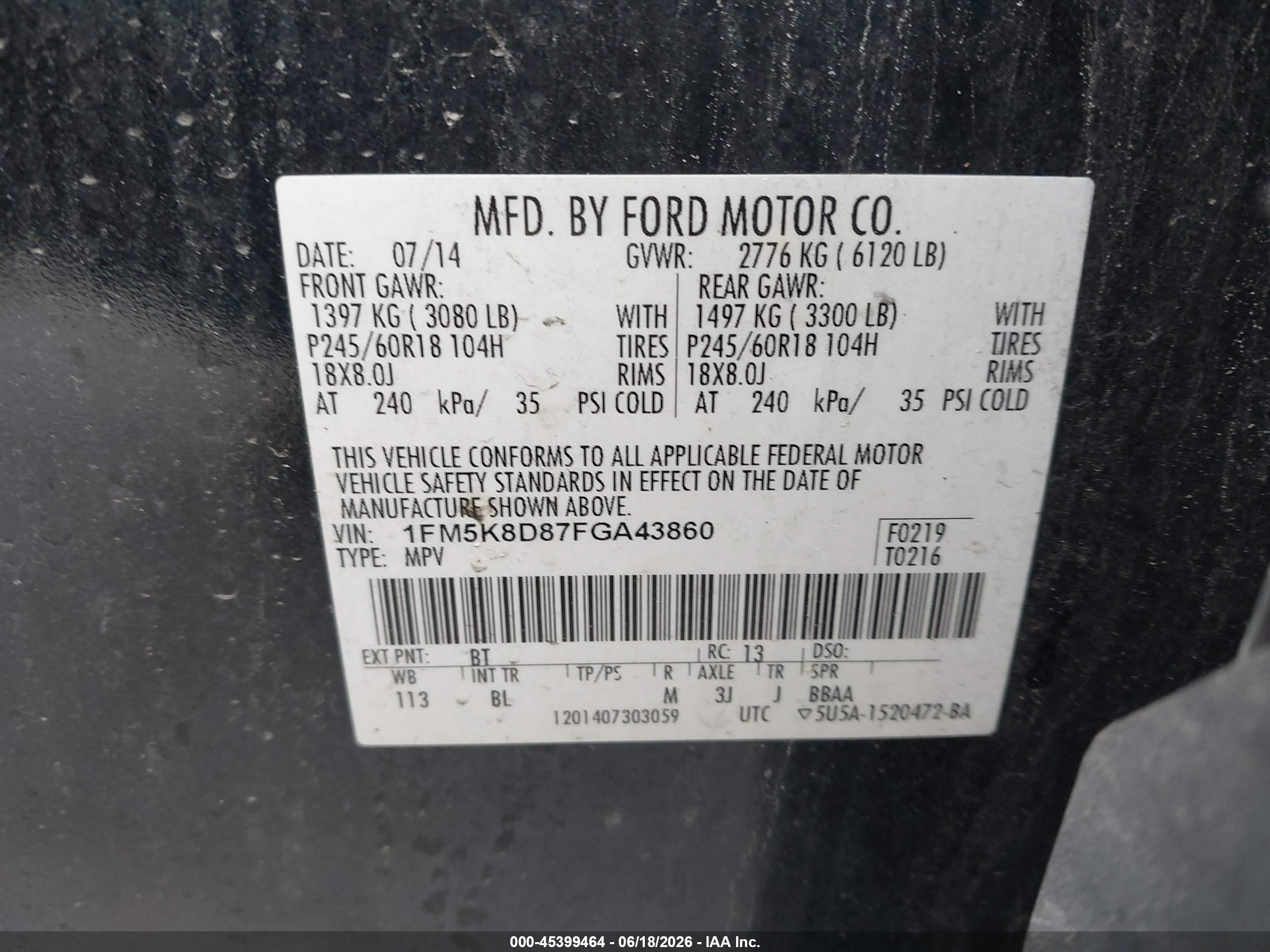 2015 Ford Explorer Xlt Blue vin: 1FM5K8D87FGA43860