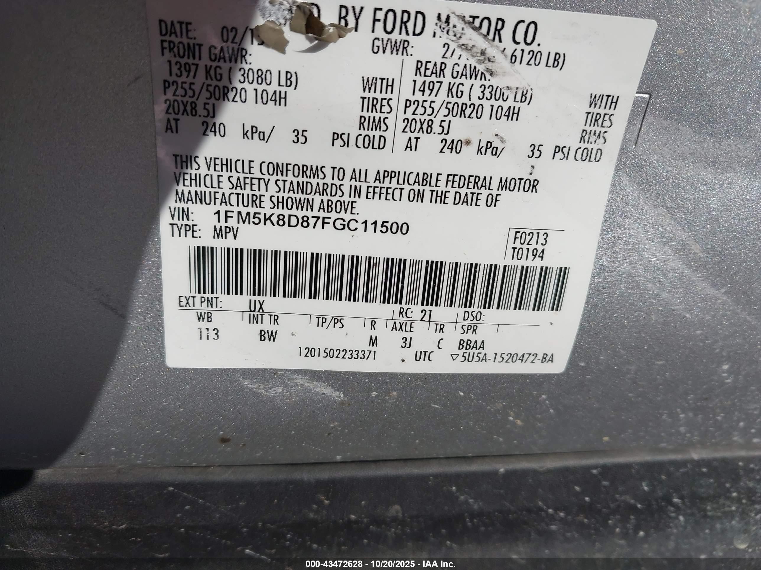 2015 Ford Explorer Xlt Silver vin: 1FM5K8D87FGC11500