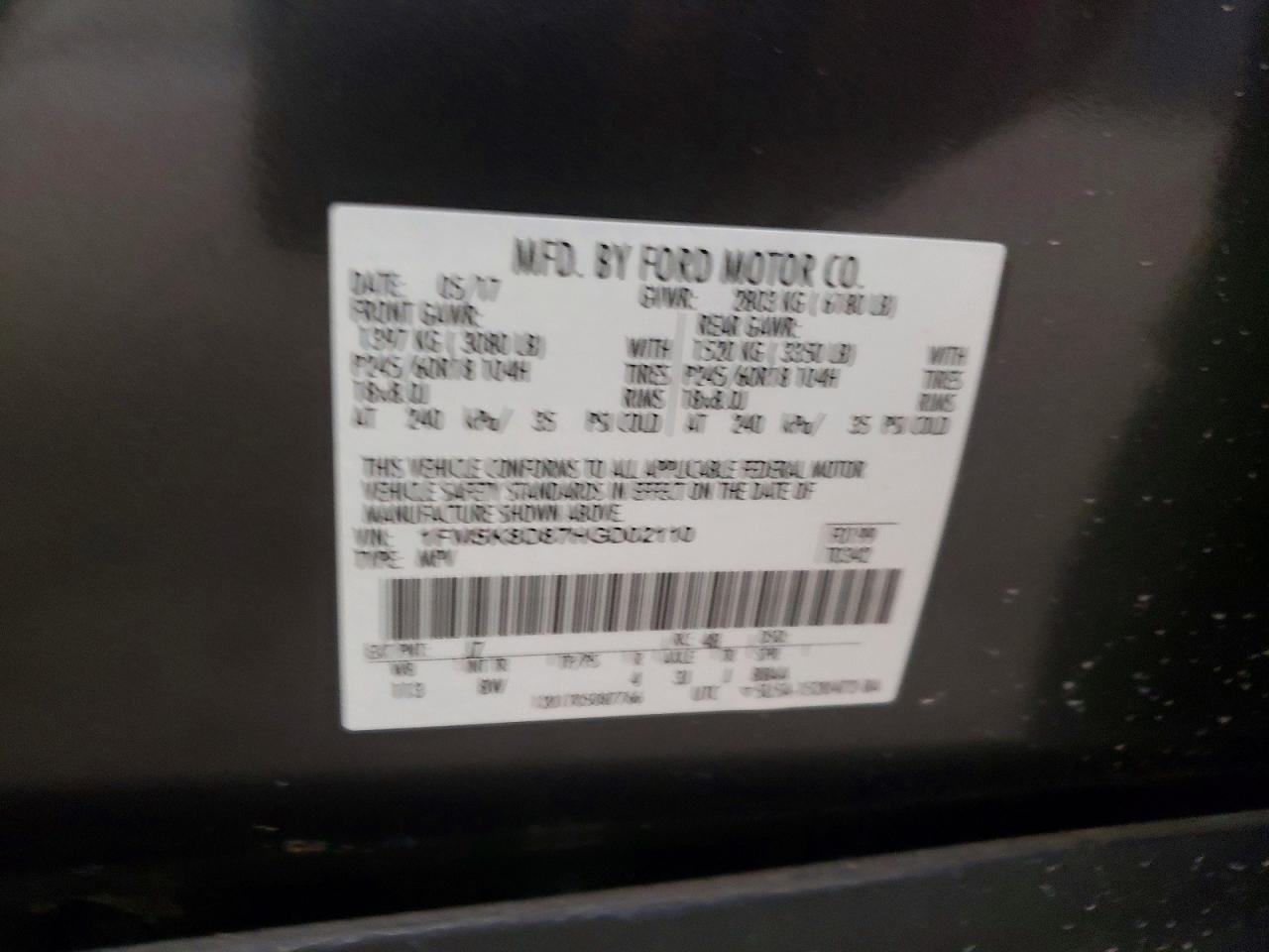 2017 Ford Explorer Xlt Gray vin: 1FM5K8D87HGD02110