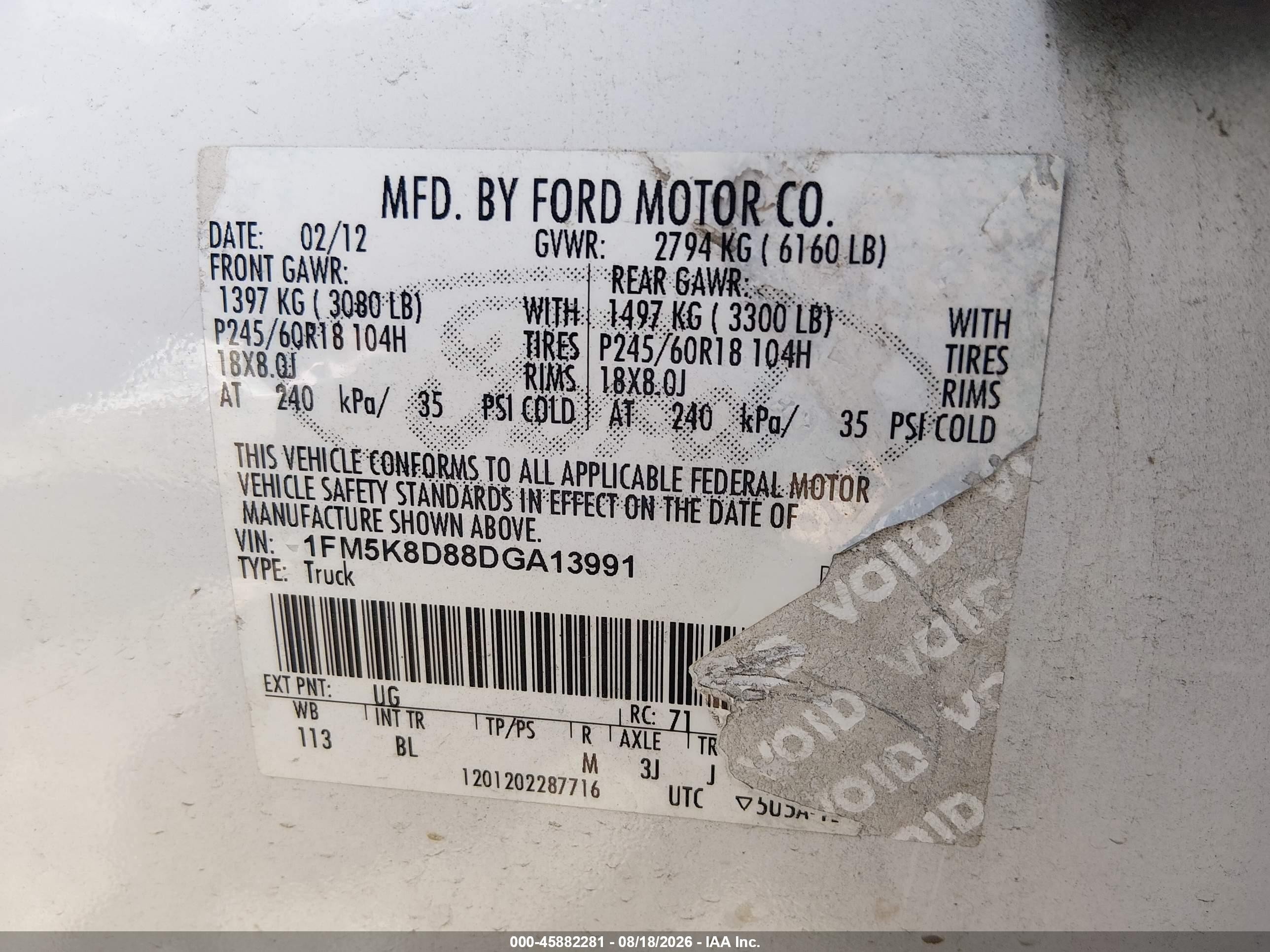 2013 Ford Explorer Xlt Белый vin: 1FM5K8D88DGA13991