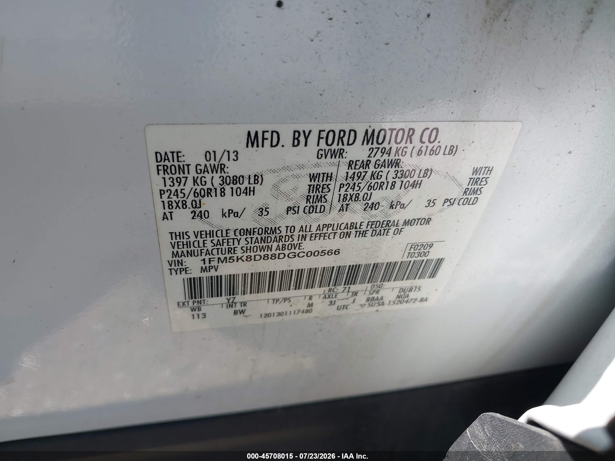 2013 Ford Explorer Xlt White vin: 1FM5K8D88DGC00566