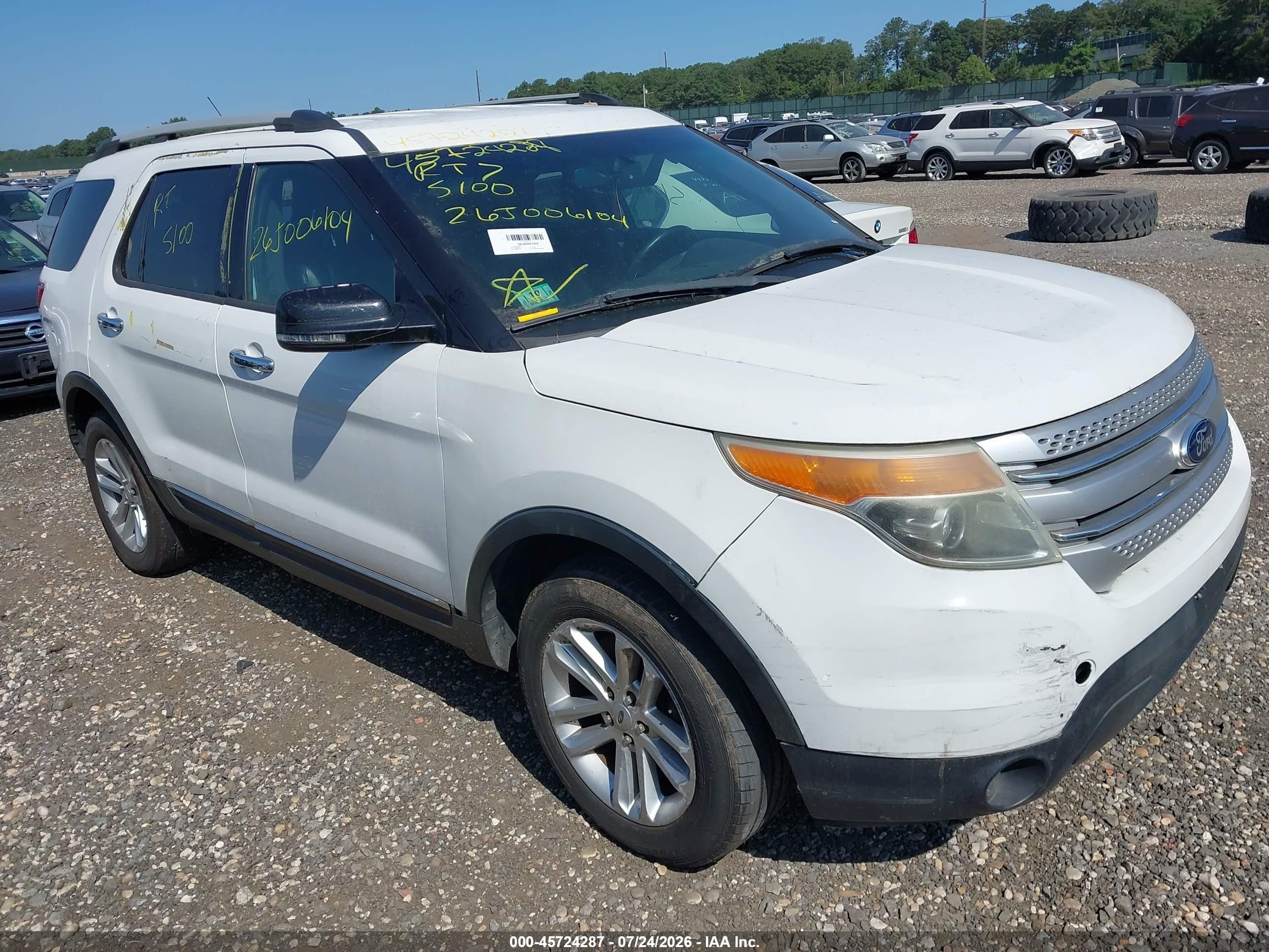 2013 Ford Explorer Xlt White vin: 1FM5K8D88DGC00695