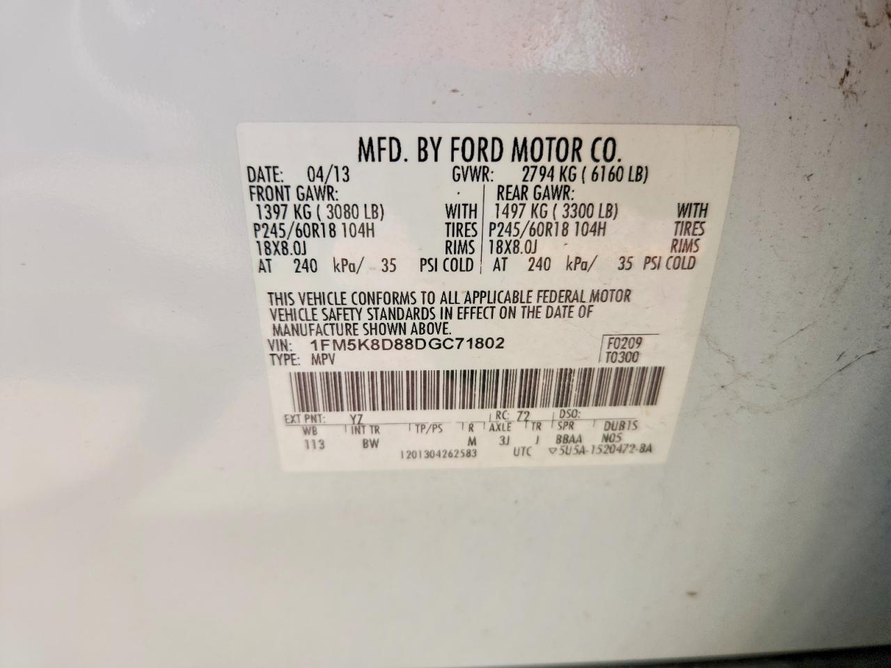 2013 Ford Explorer Xlt White vin: 1FM5K8D88DGC71802