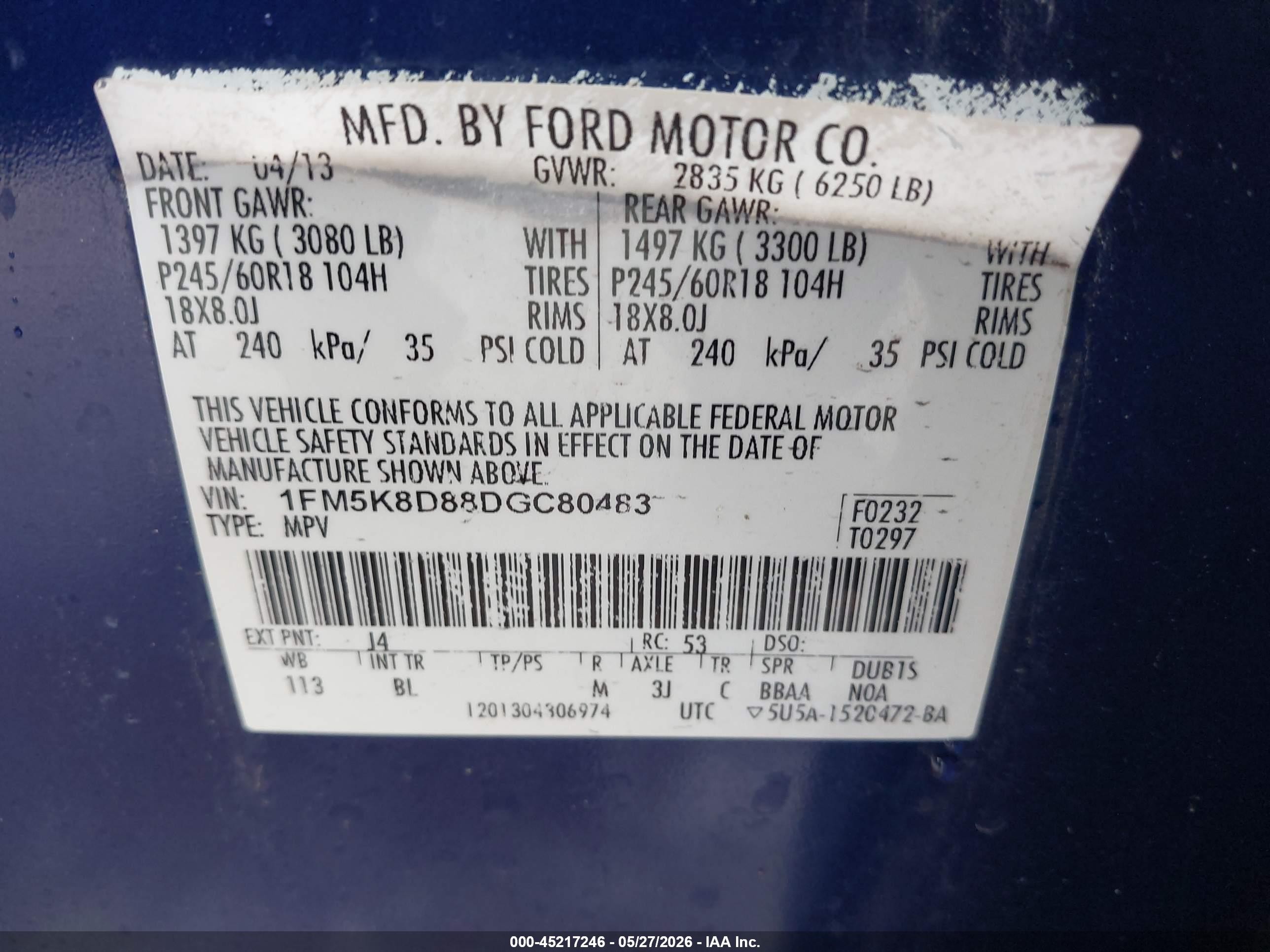 2013 Ford Explorer Xlt Blue vin: 1FM5K8D88DGC80483