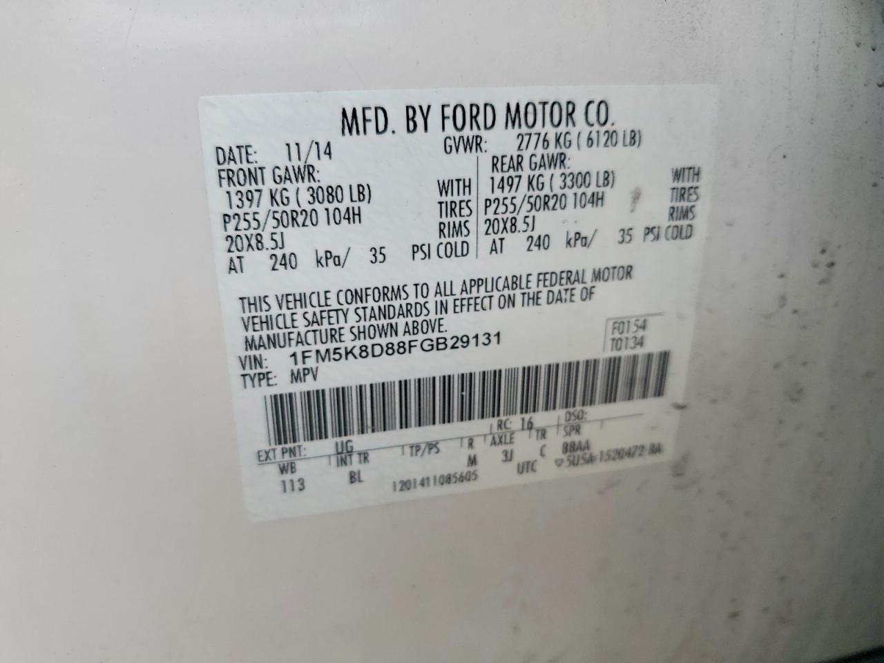 2015 Ford Explorer Xlt Белый vin: 1FM5K8D88FGB29131