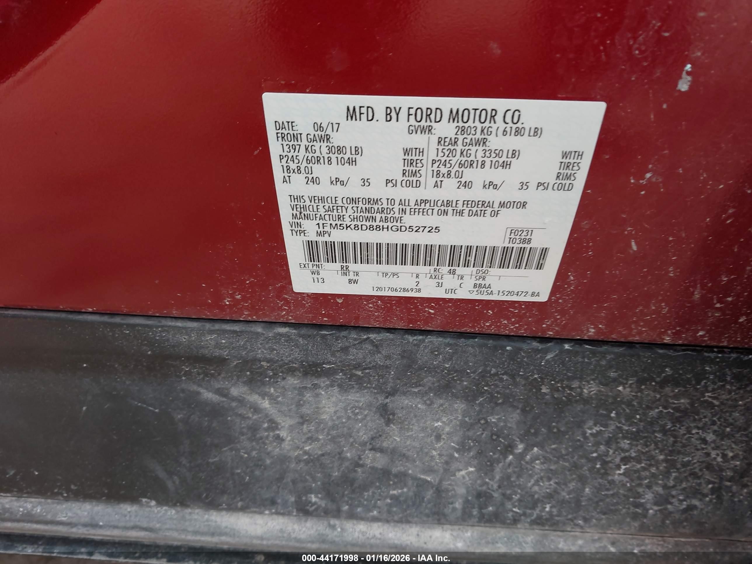 2017 Ford Explorer Xlt Красный vin: 1FM5K8D88HGD52725