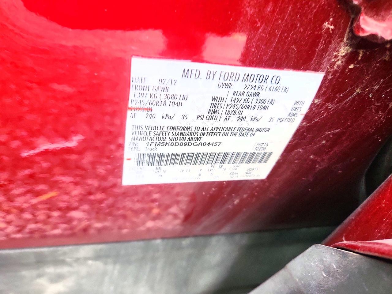 2013 Ford Explorer Xlt Red vin: 1FM5K8D89DGA04457