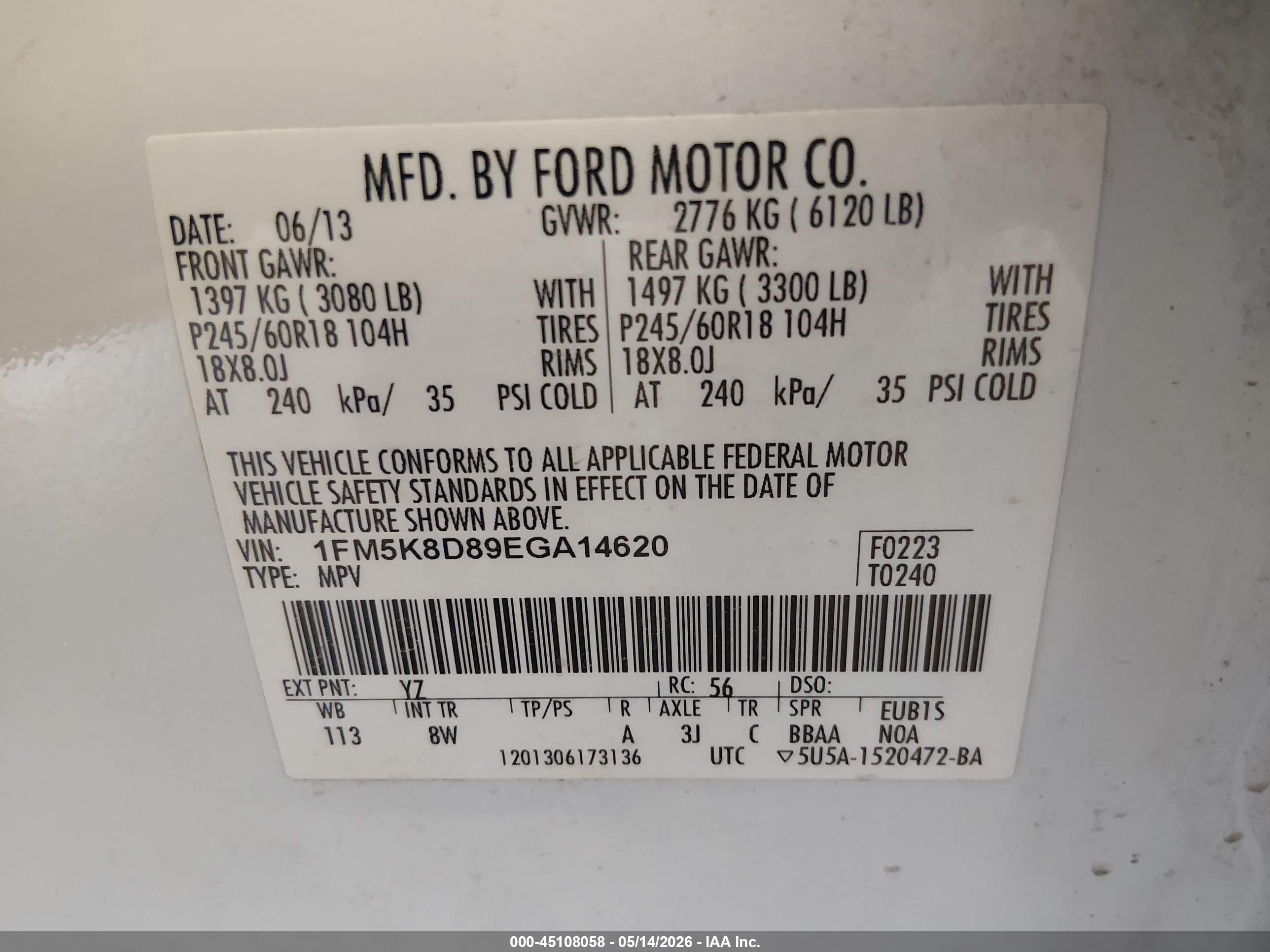 2014 Ford Explorer Xlt White vin: 1FM5K8D89EGA14620