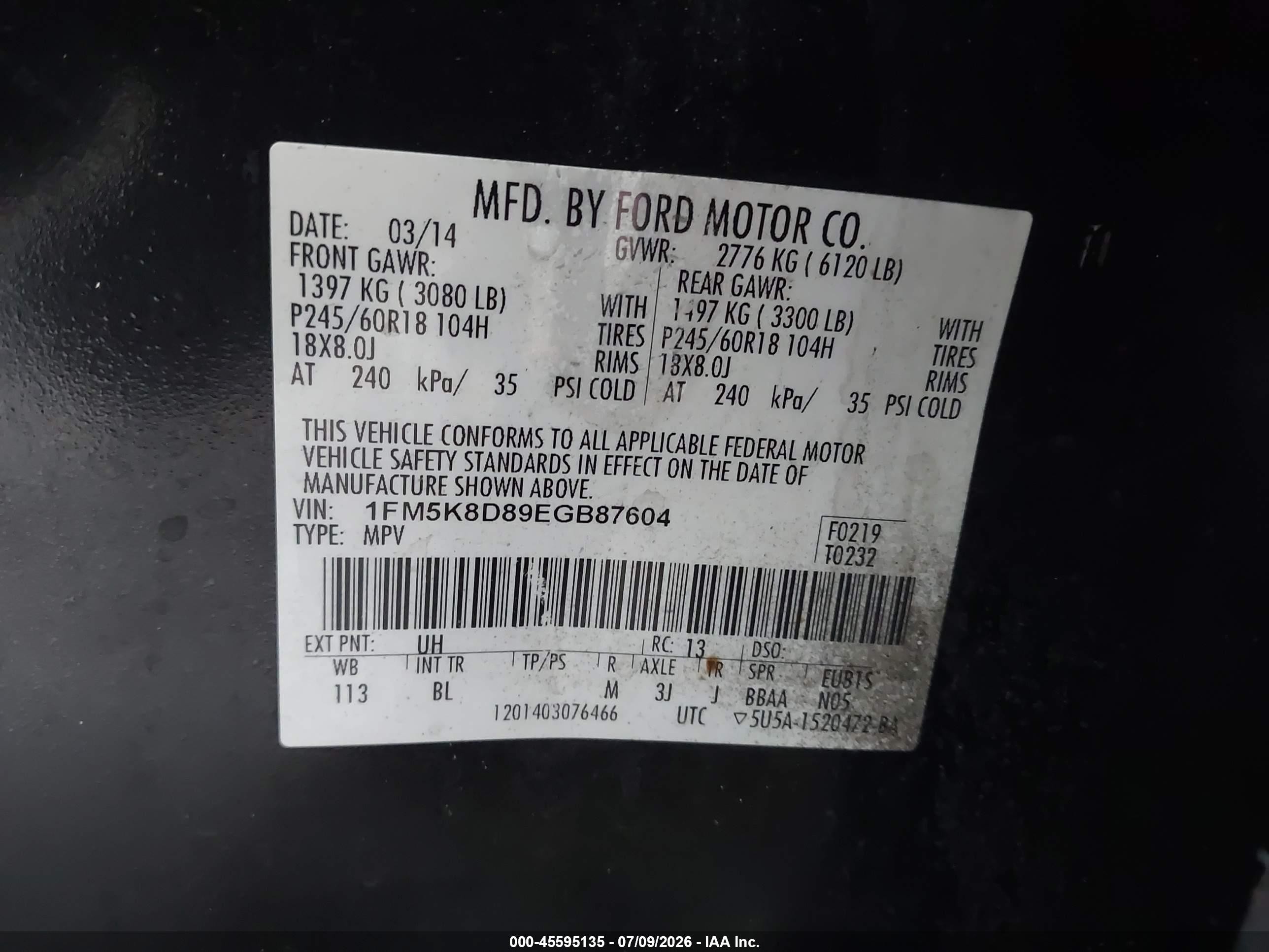 2014 Ford Explorer Xlt Black vin: 1FM5K8D89EGB87604