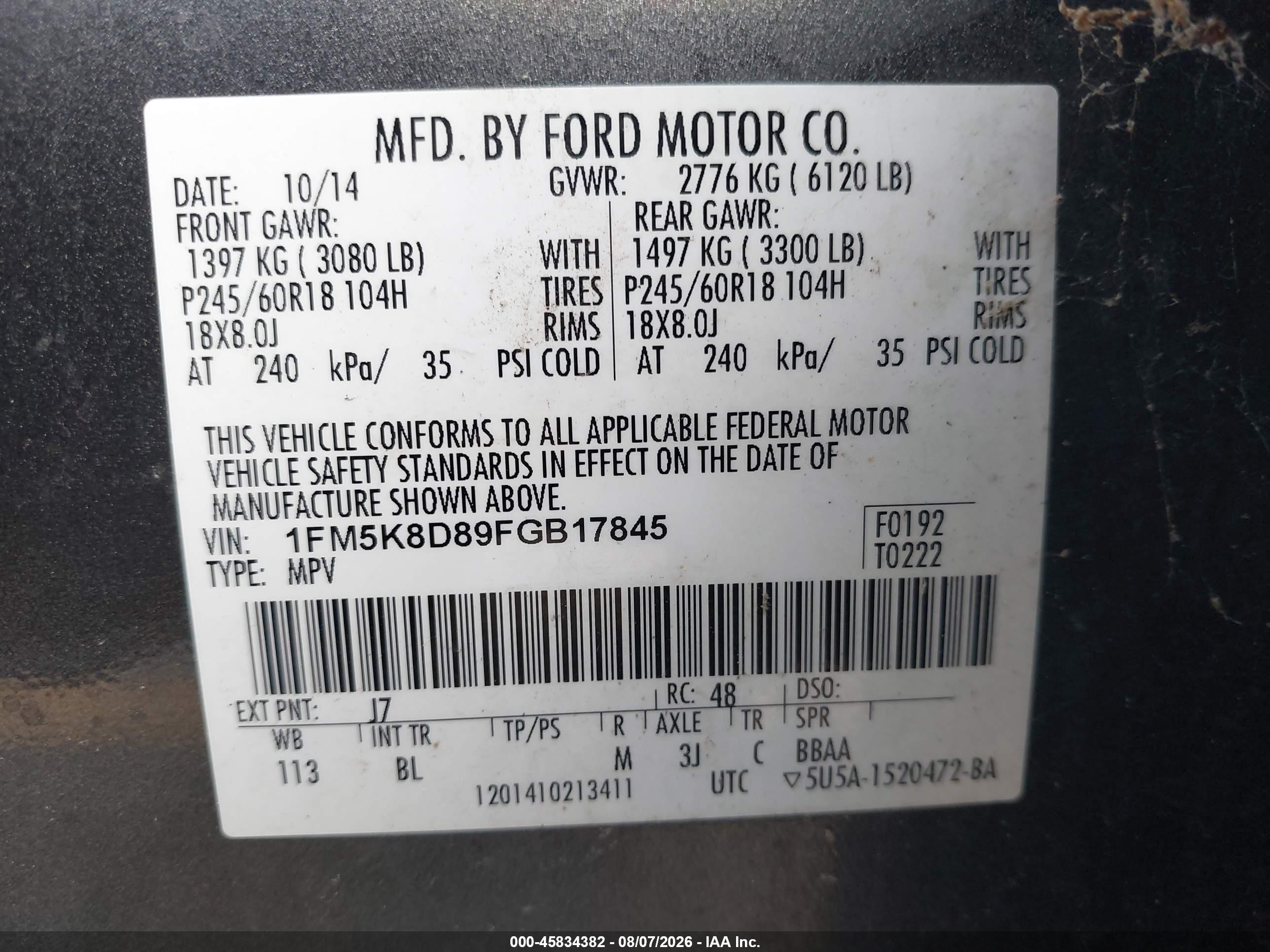 2015 Ford Explorer Xlt Gray vin: 1FM5K8D89FGB17845