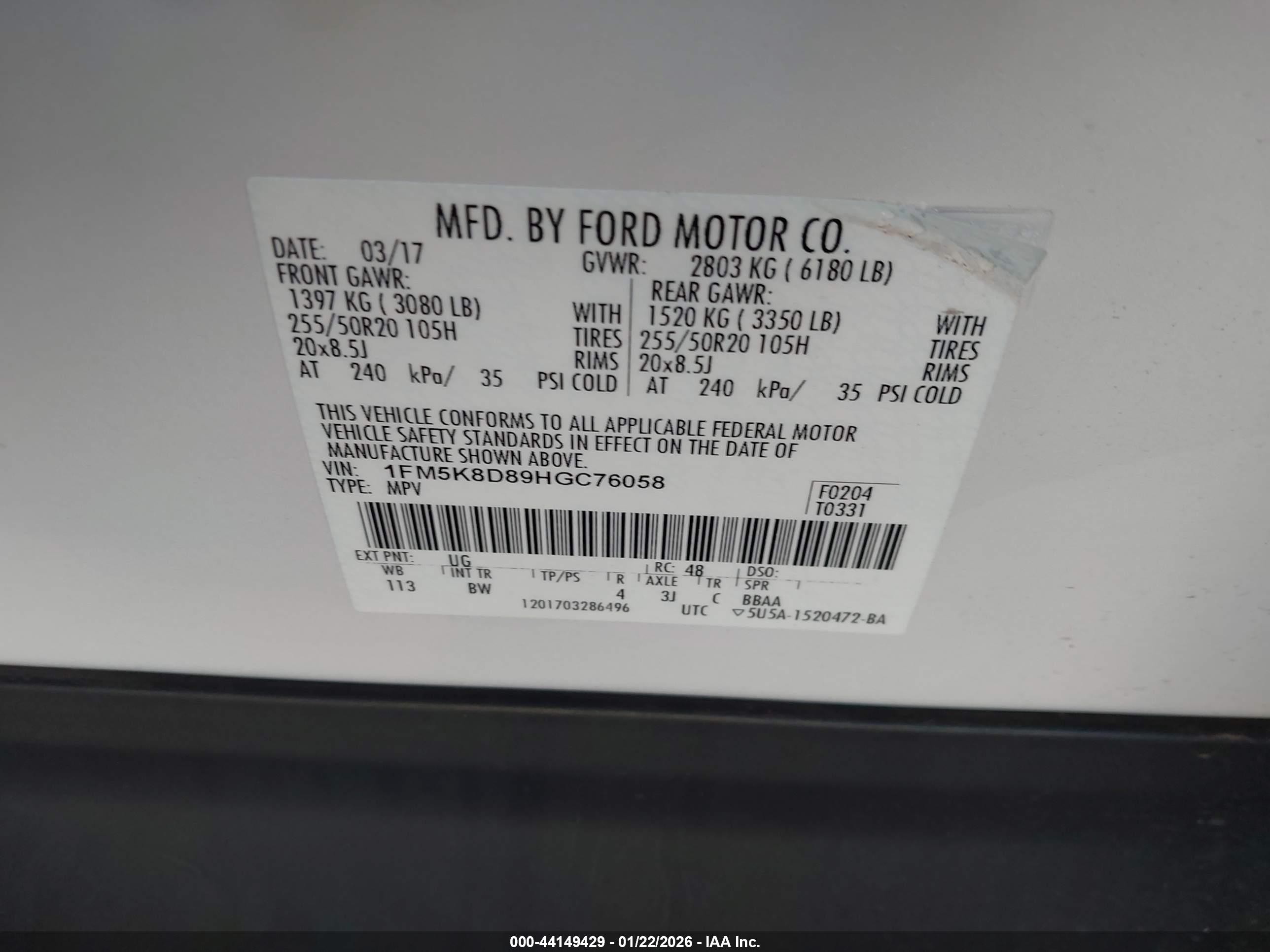 2017 Ford Explorer Xlt White vin: 1FM5K8D89HGC76058