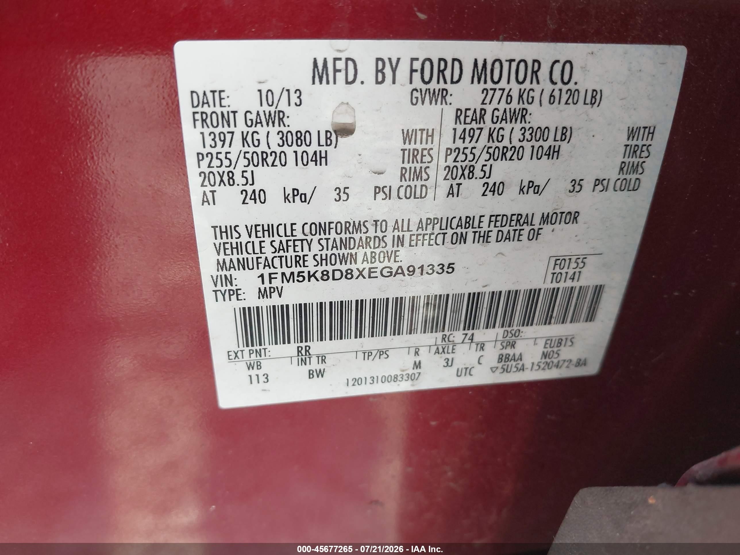 2014 Ford Explorer Xlt Red vin: 1FM5K8D8XEGA91335