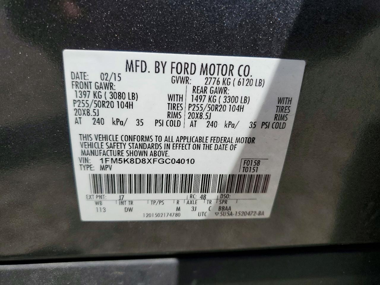 2015 Ford Explorer Xlt Серый vin: 1FM5K8D8XFGC04010