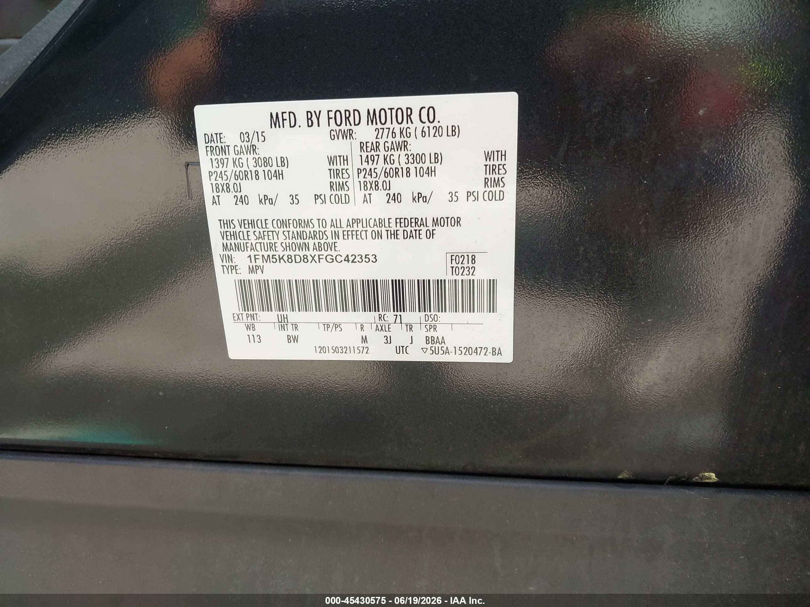 2015 Ford Explorer Xlt Черный vin: 1FM5K8D8XFGC42353