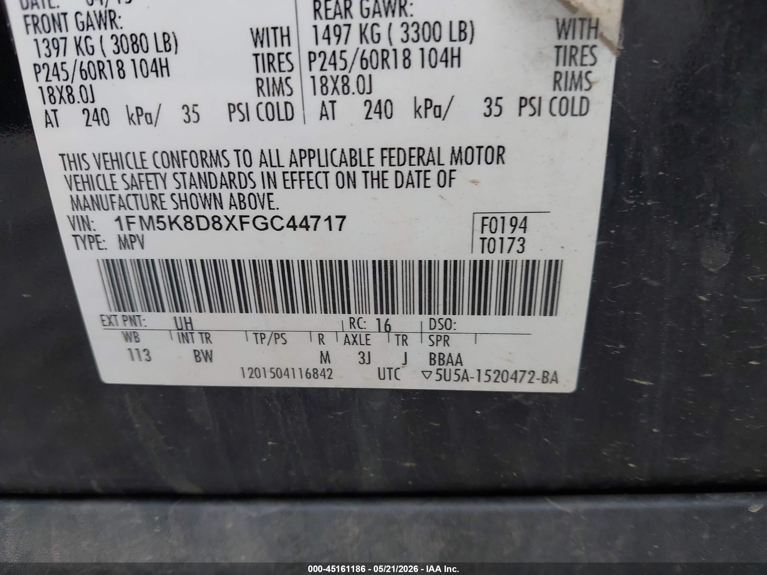 2015 Ford Explorer Xlt Черный vin: 1FM5K8D8XFGC44717